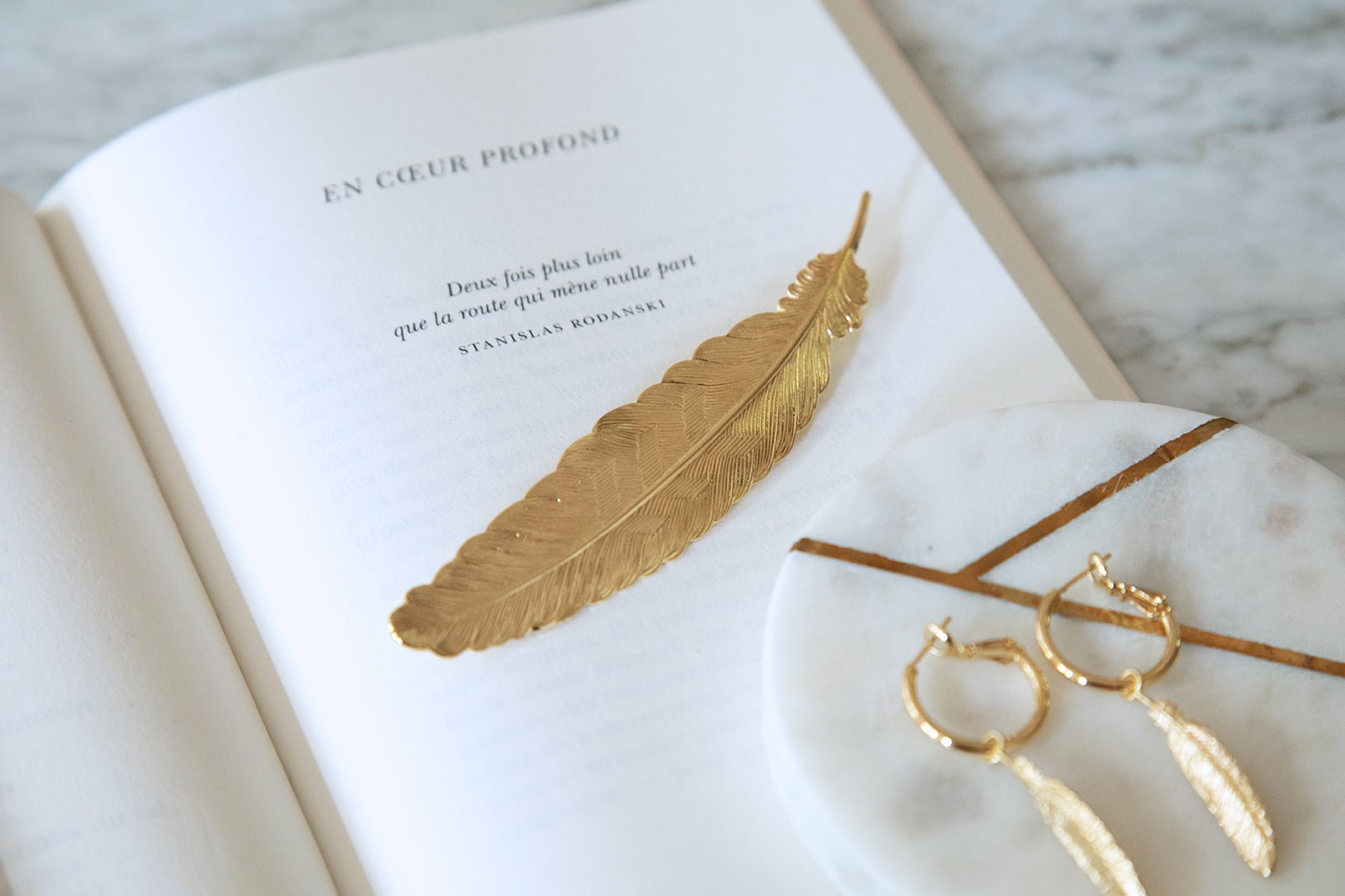 Gold-plated feather brooch MONSIEUR SIMONE Golden