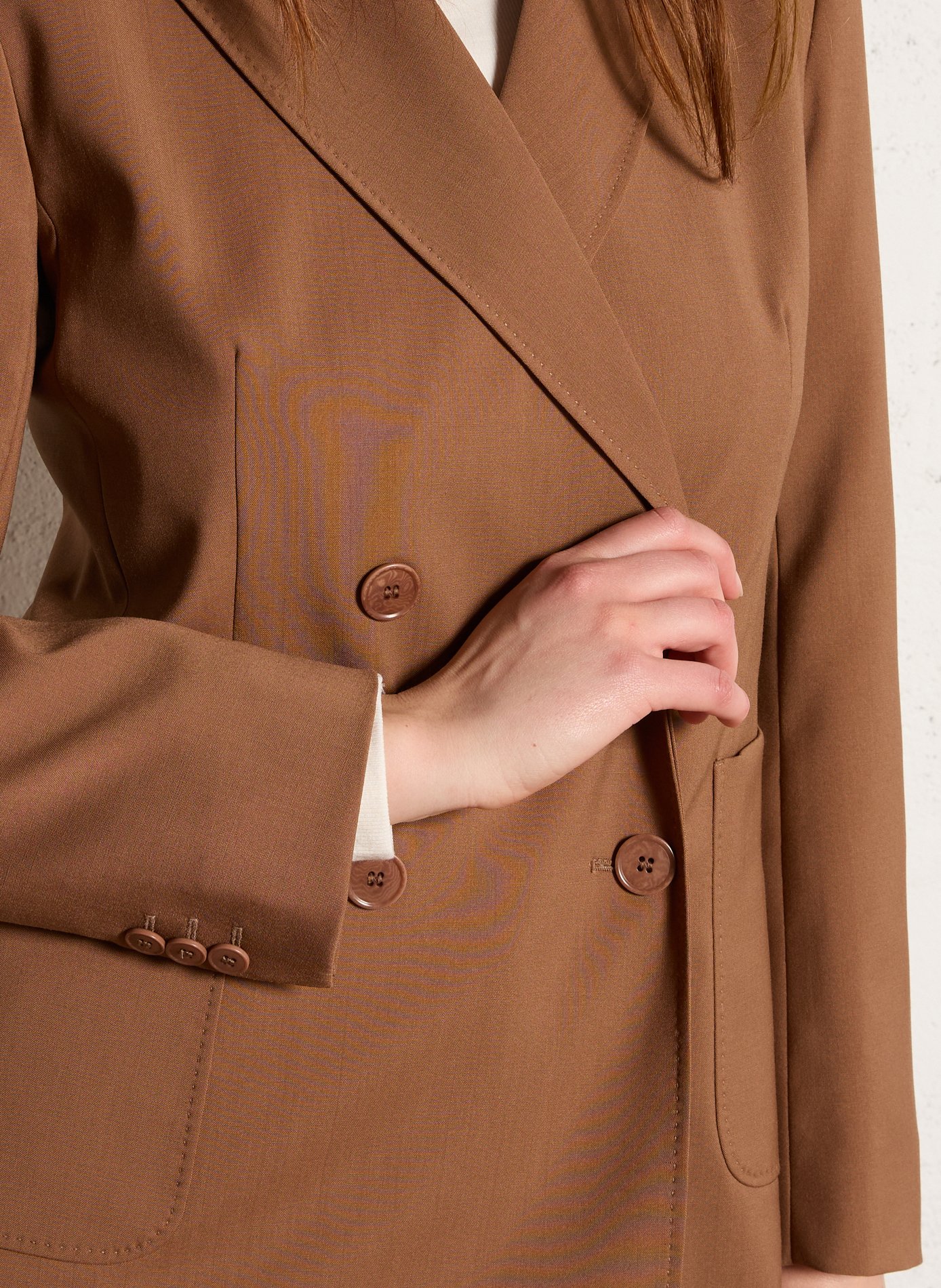 Veste de tailleur ajustée en laine Marron