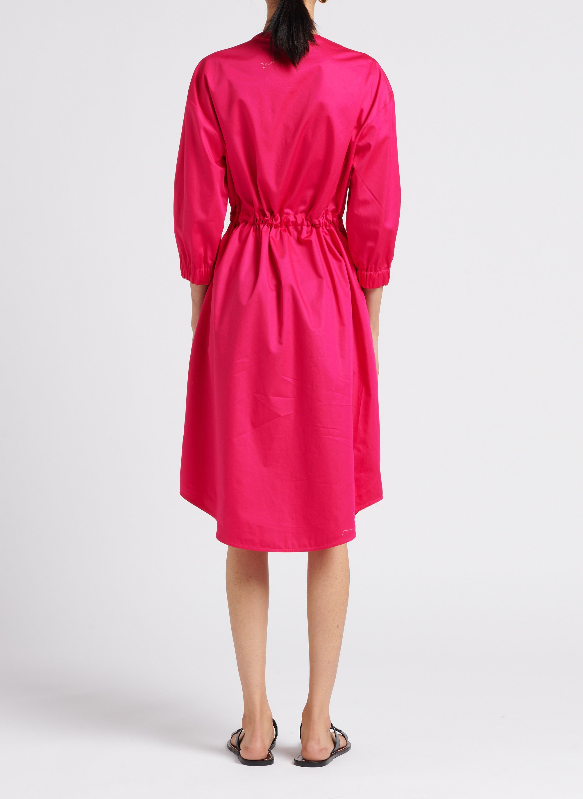 Halflange, ruimvallende, katoenen jurk met Maokraag MAX MARA LEISURE Roze