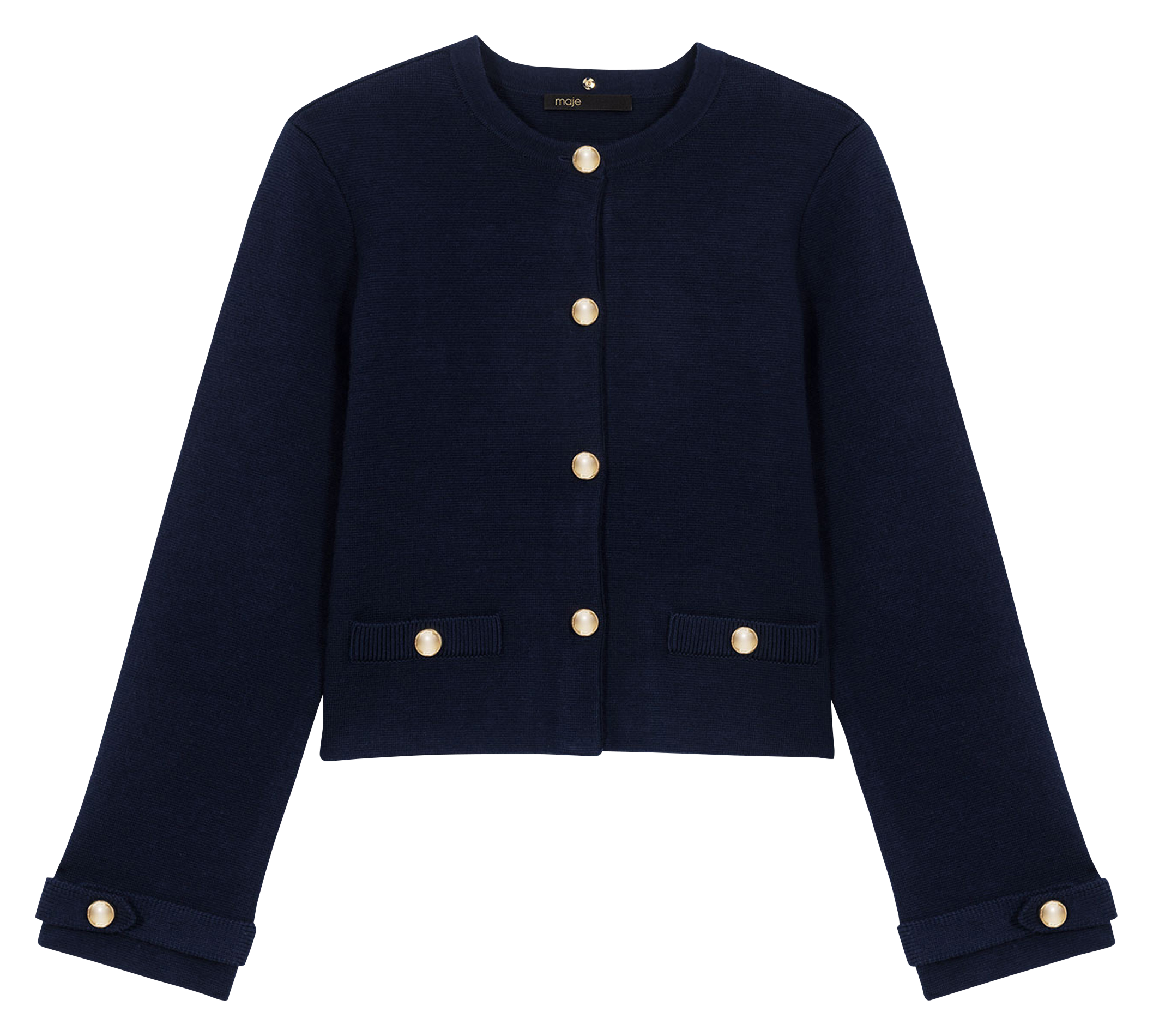 Cardigan droit col rond MAJE Bleu