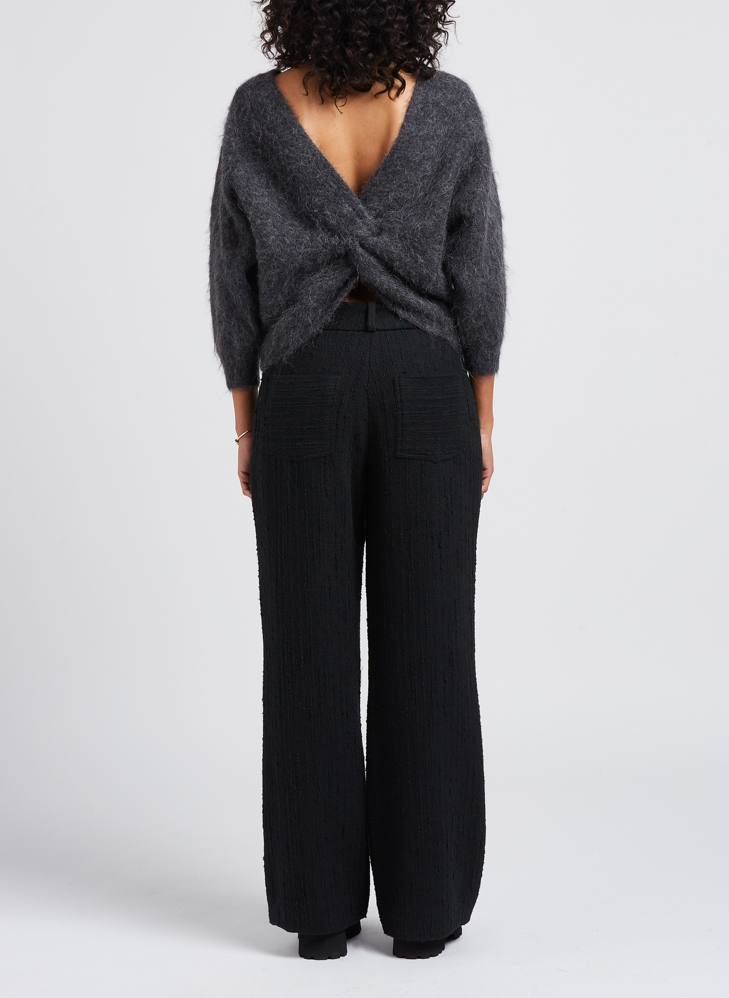 Pull col V en laine mélangé BA&SH Noir