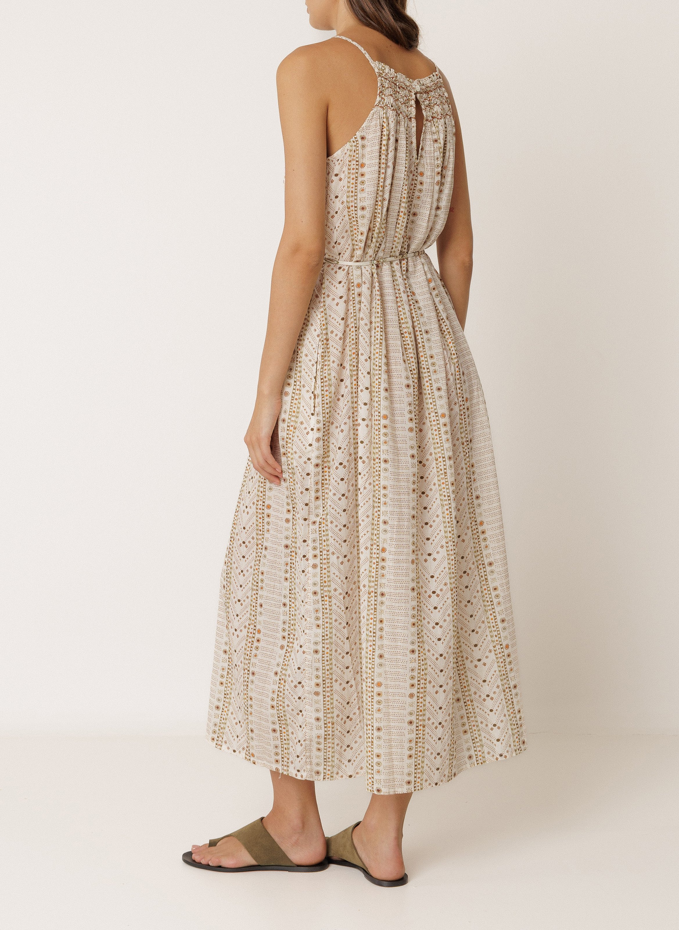 Ärmelloses Maxikleid mit Print INDI & COLD Beige