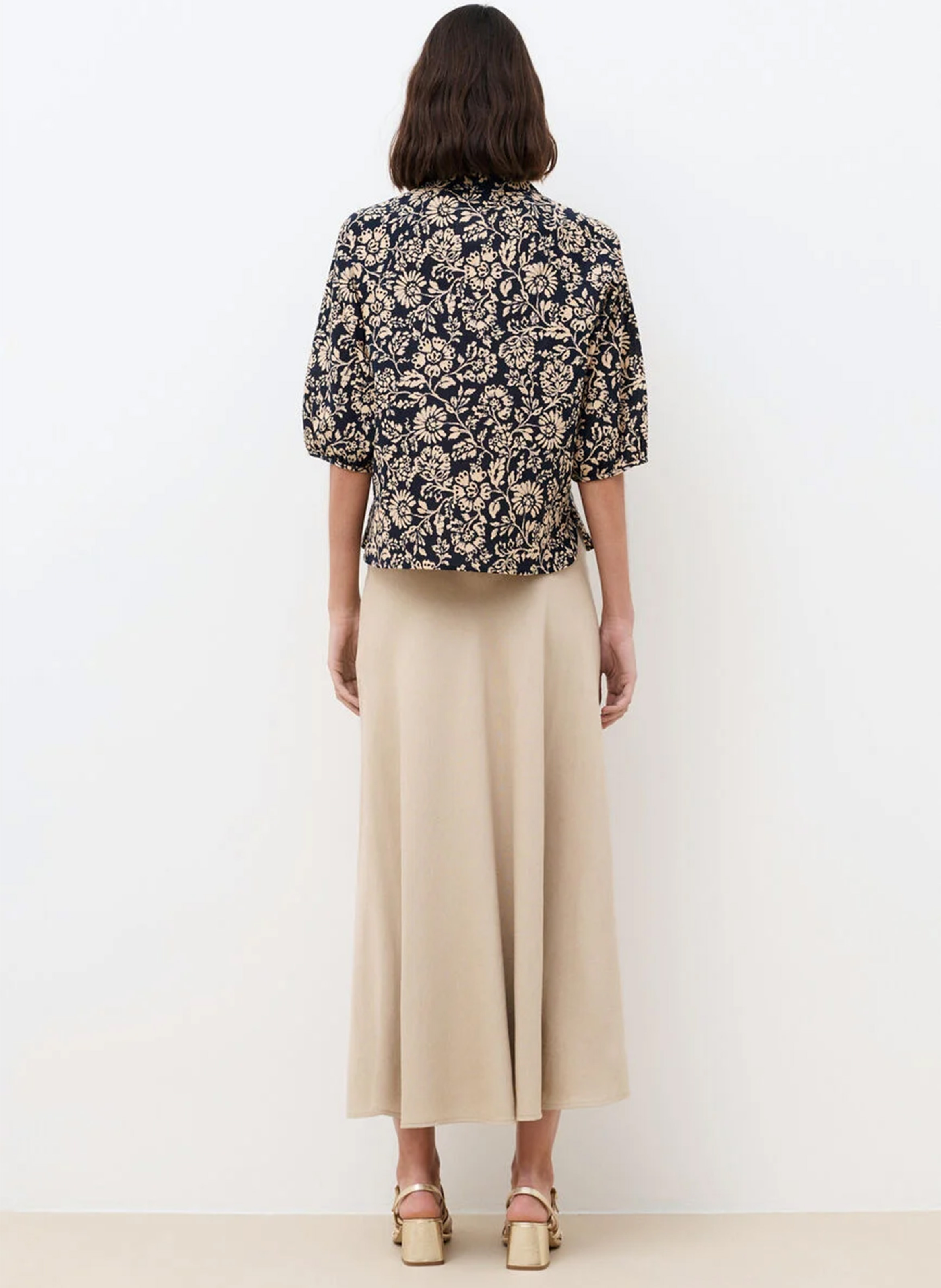 Chemise droite col classique en coton imprimé CAROLL Bleu