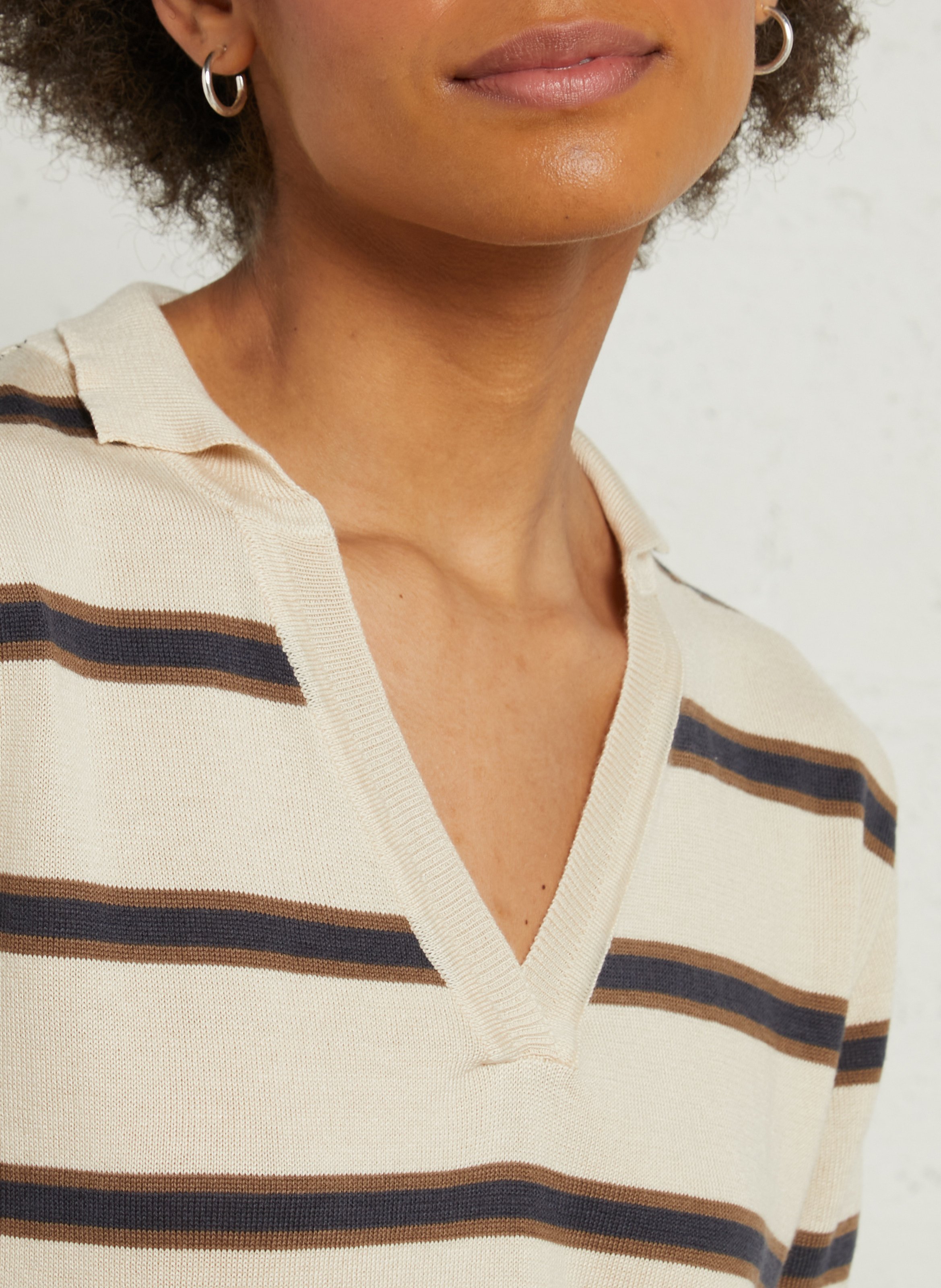 Striped shirt collar sweater DIEGA Multicolored