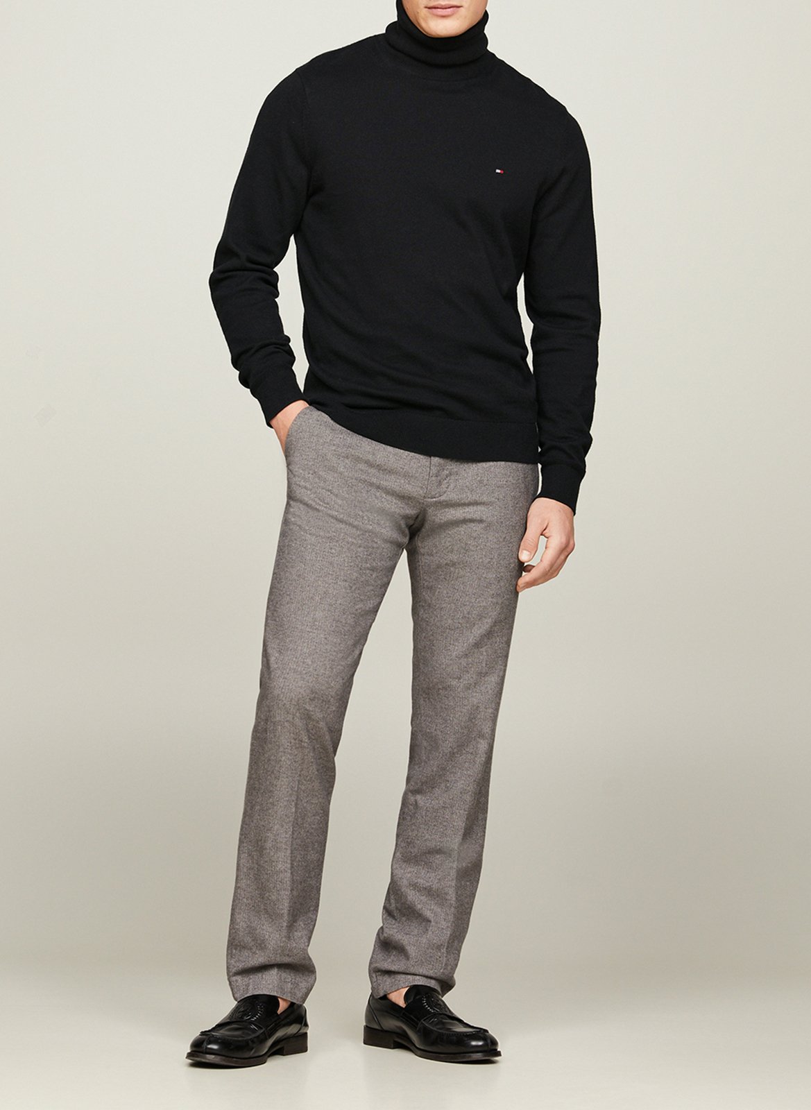 Col roulé regular-fit en coton bio mélangé  TOMMY HILFIGER Noir