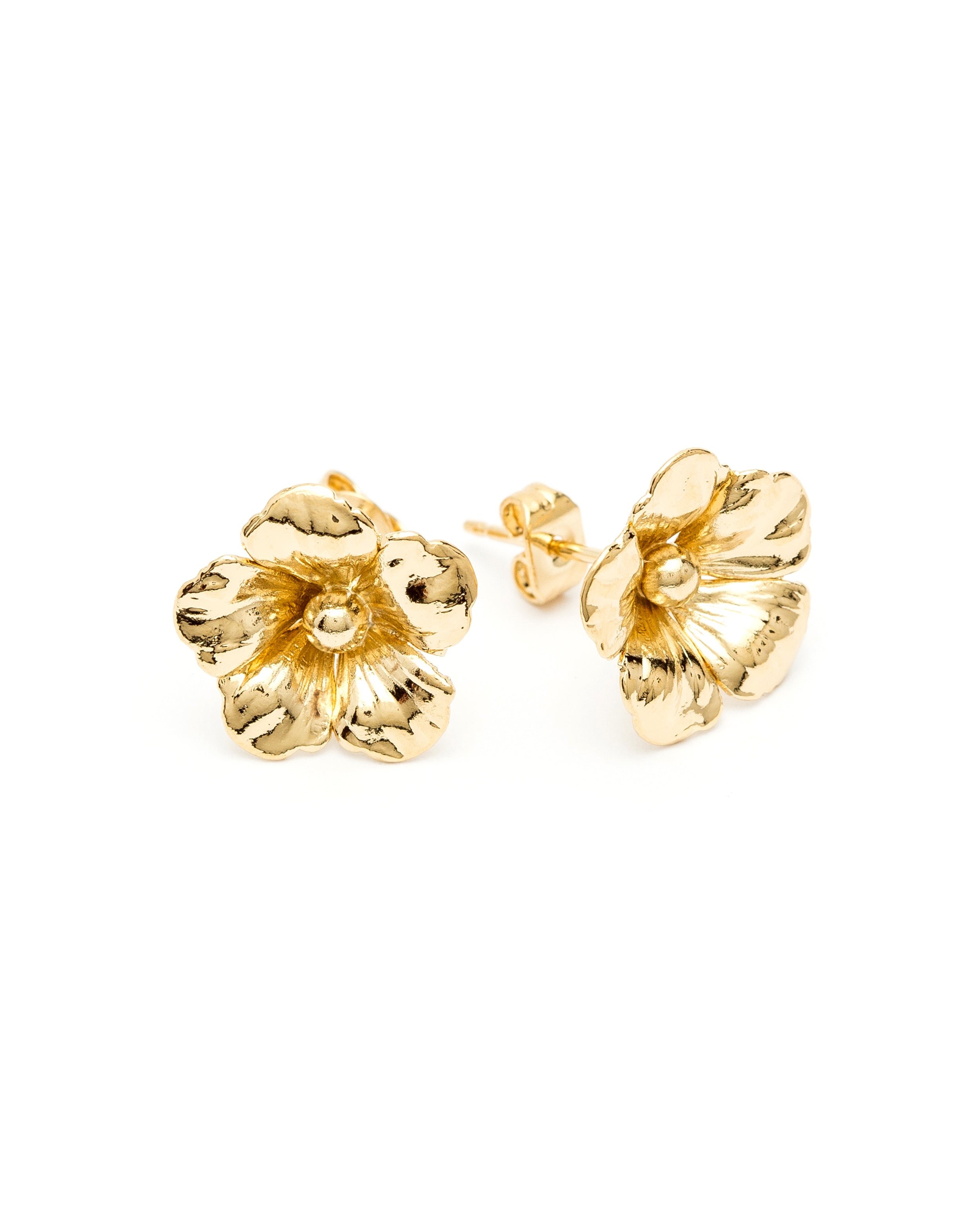 THÉIA - silver-plated flower stud earrings GoldenMONSIEUR SIMONE