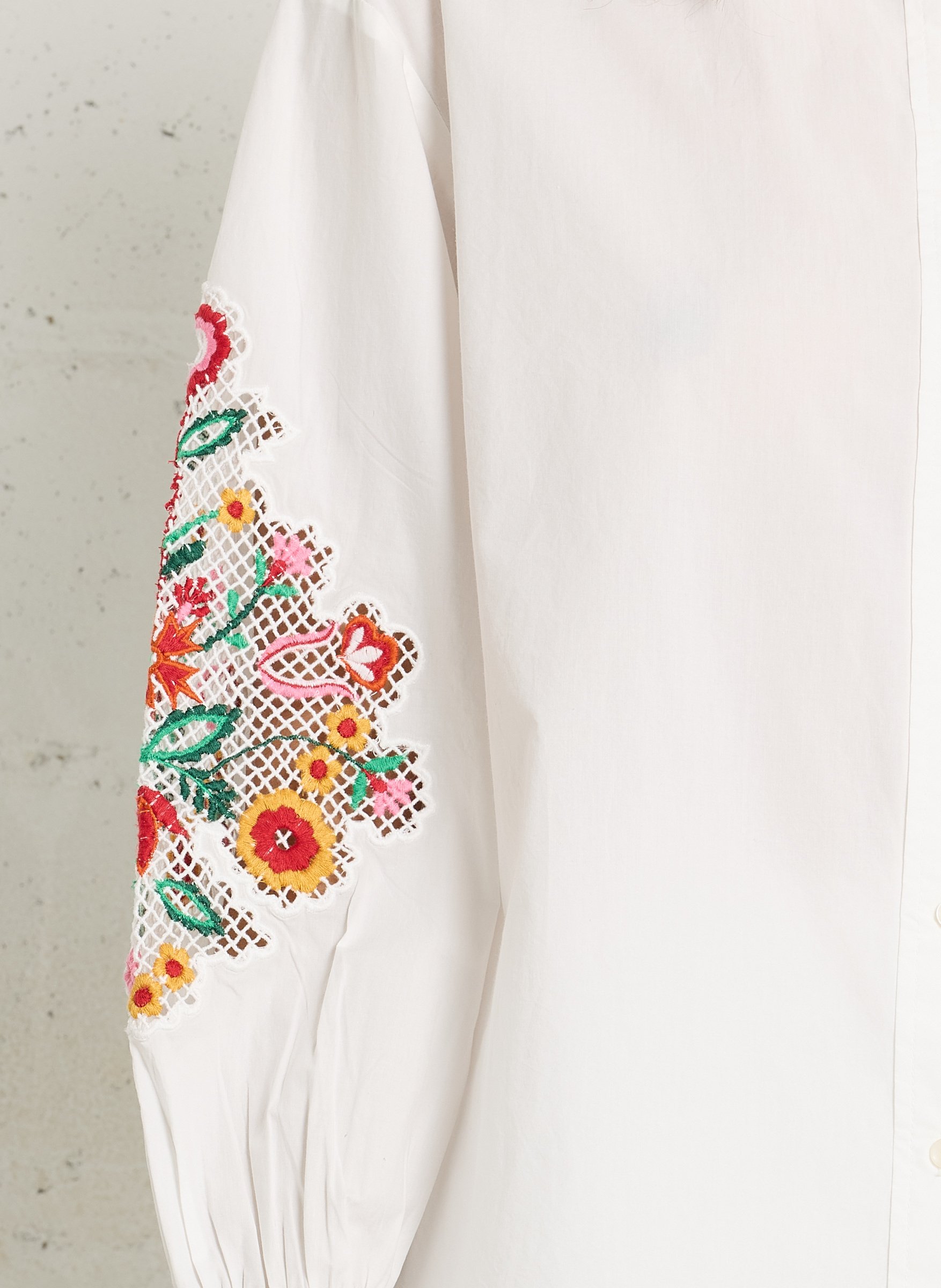 Chemise ample manches brodées en coton bio LOUISE MISHA Blanc