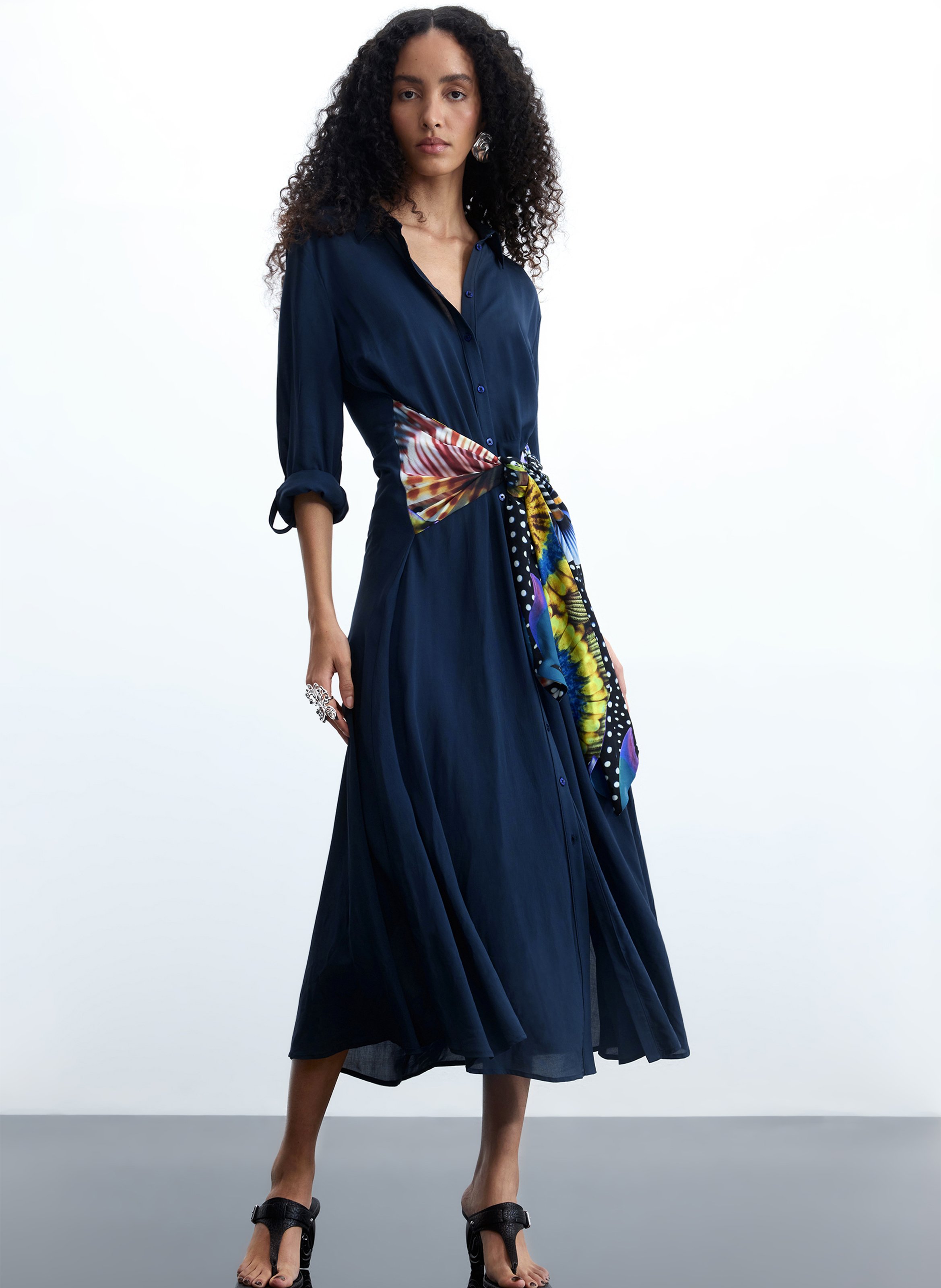 Vestido largo evasé DESIGUAL Azul