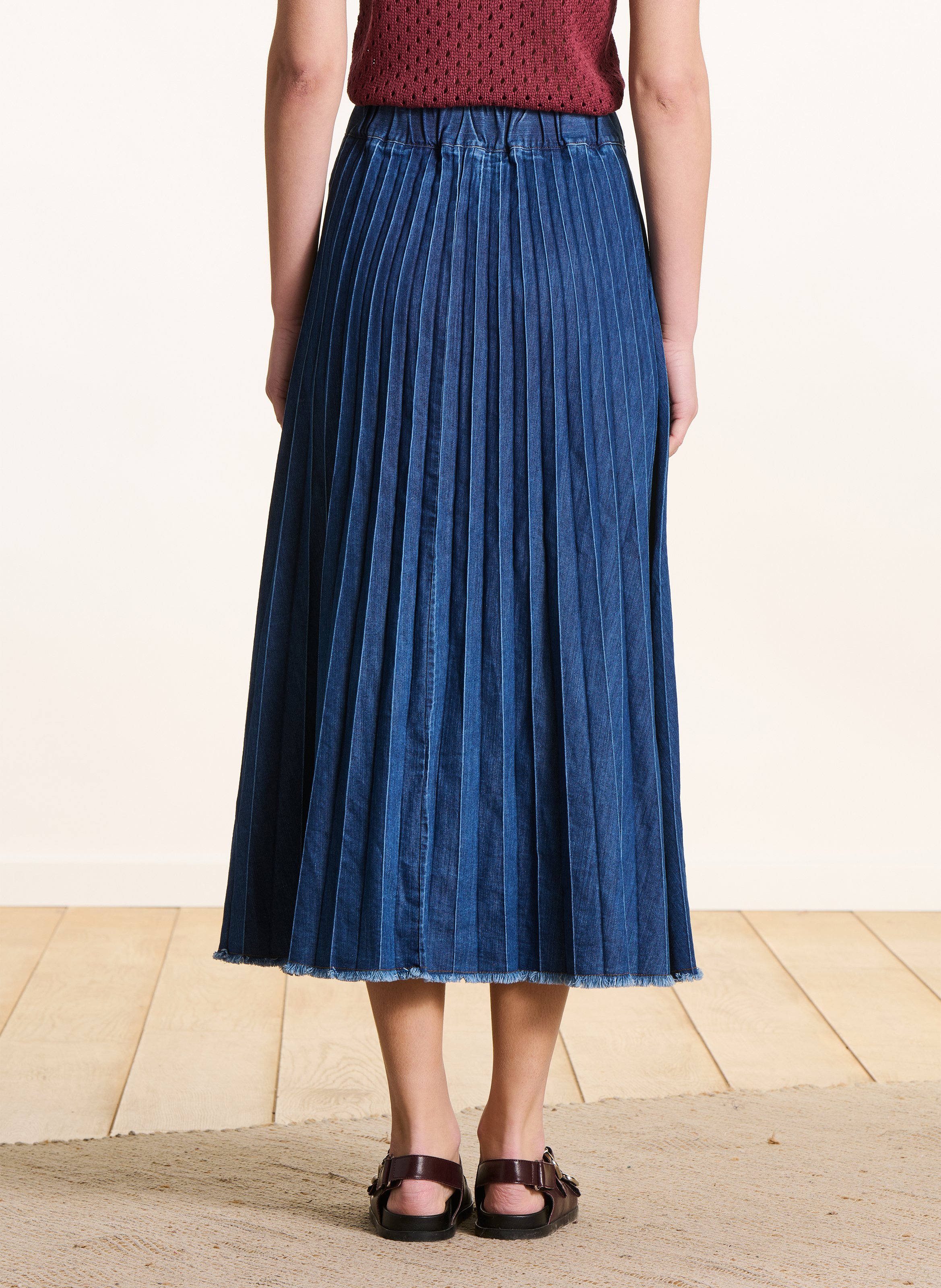 A-line cotton-blend midi skirt LA FEE MARABOUTEE Blue