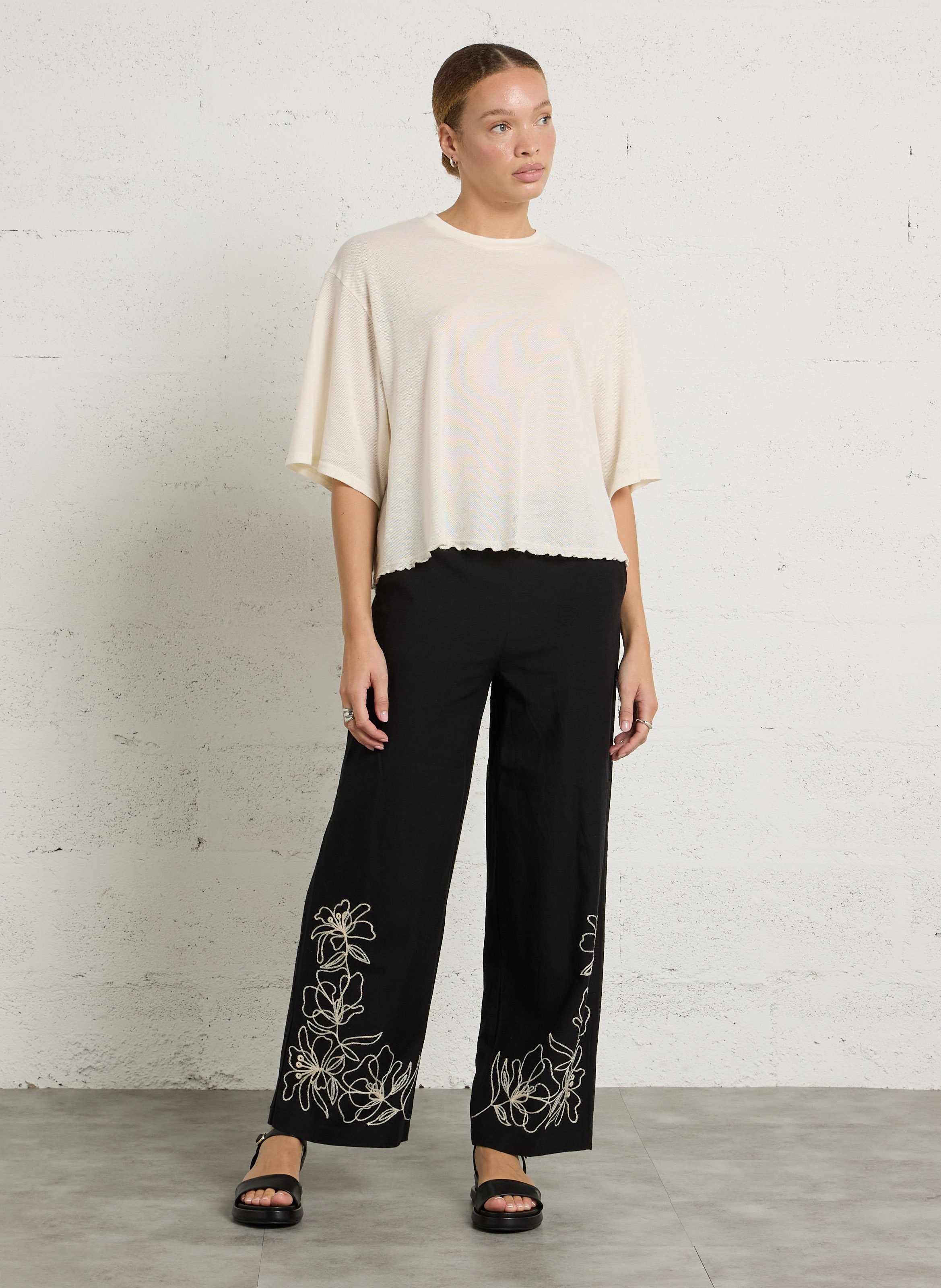 Oversized, katoenen T-shirt met ronde hals AMERICAN VINTAGE Beige