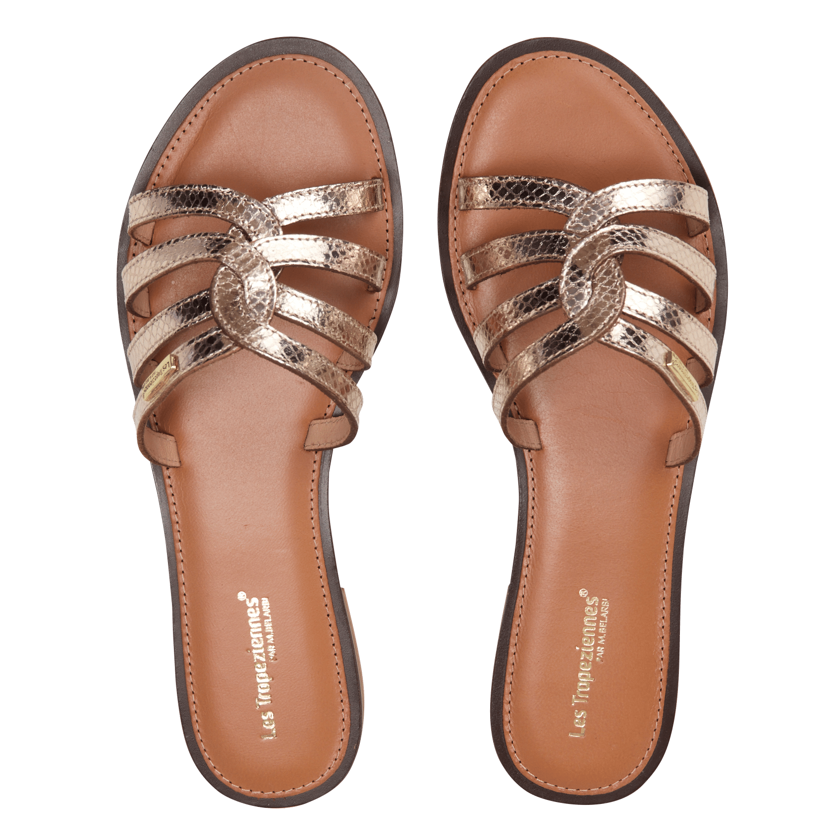 Platte, leren instappers LES TROPEZIENNES PAR M.BELARBI Goudkleurig