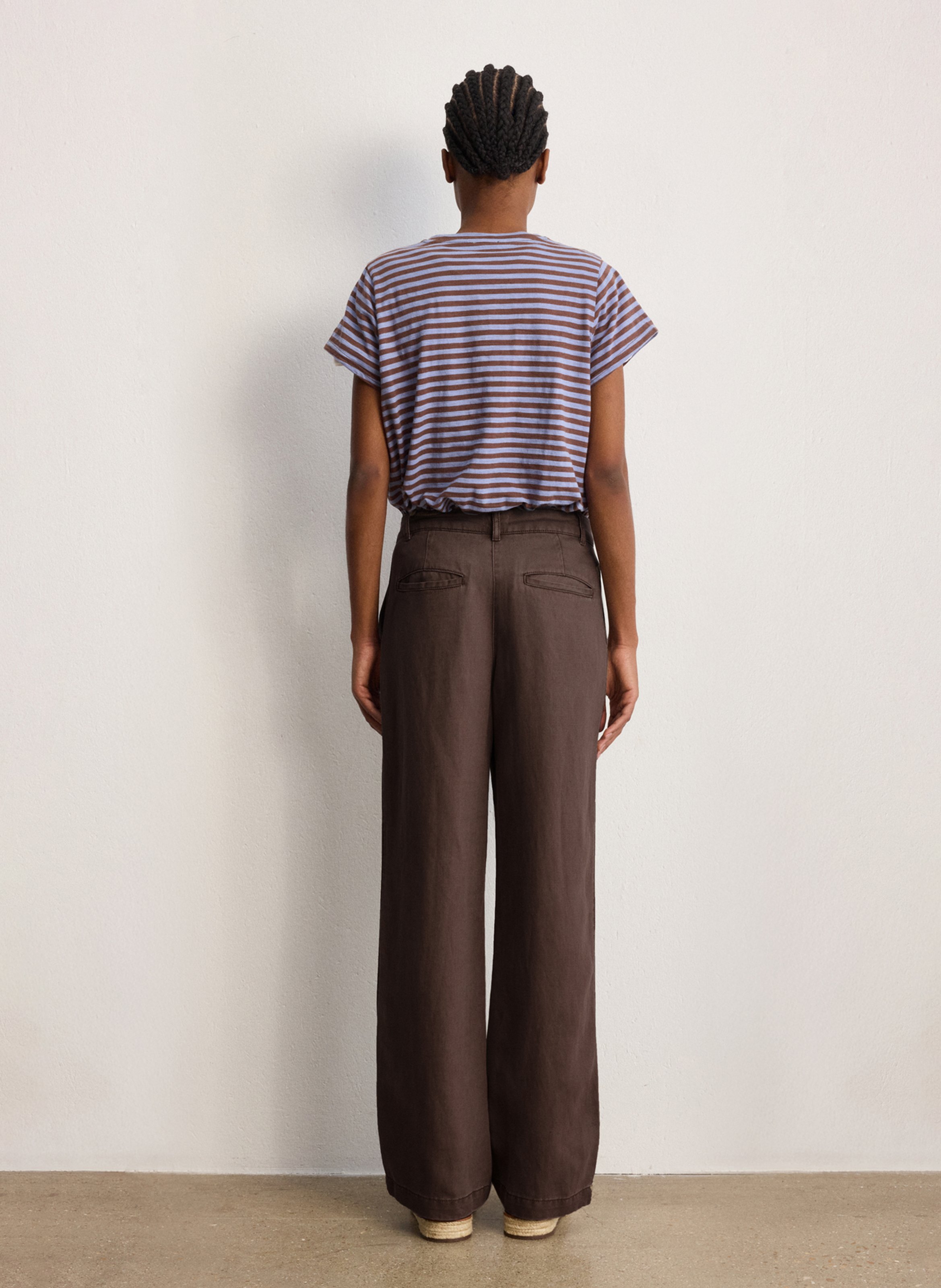 Pantalon droit taille haute PABLO Marron