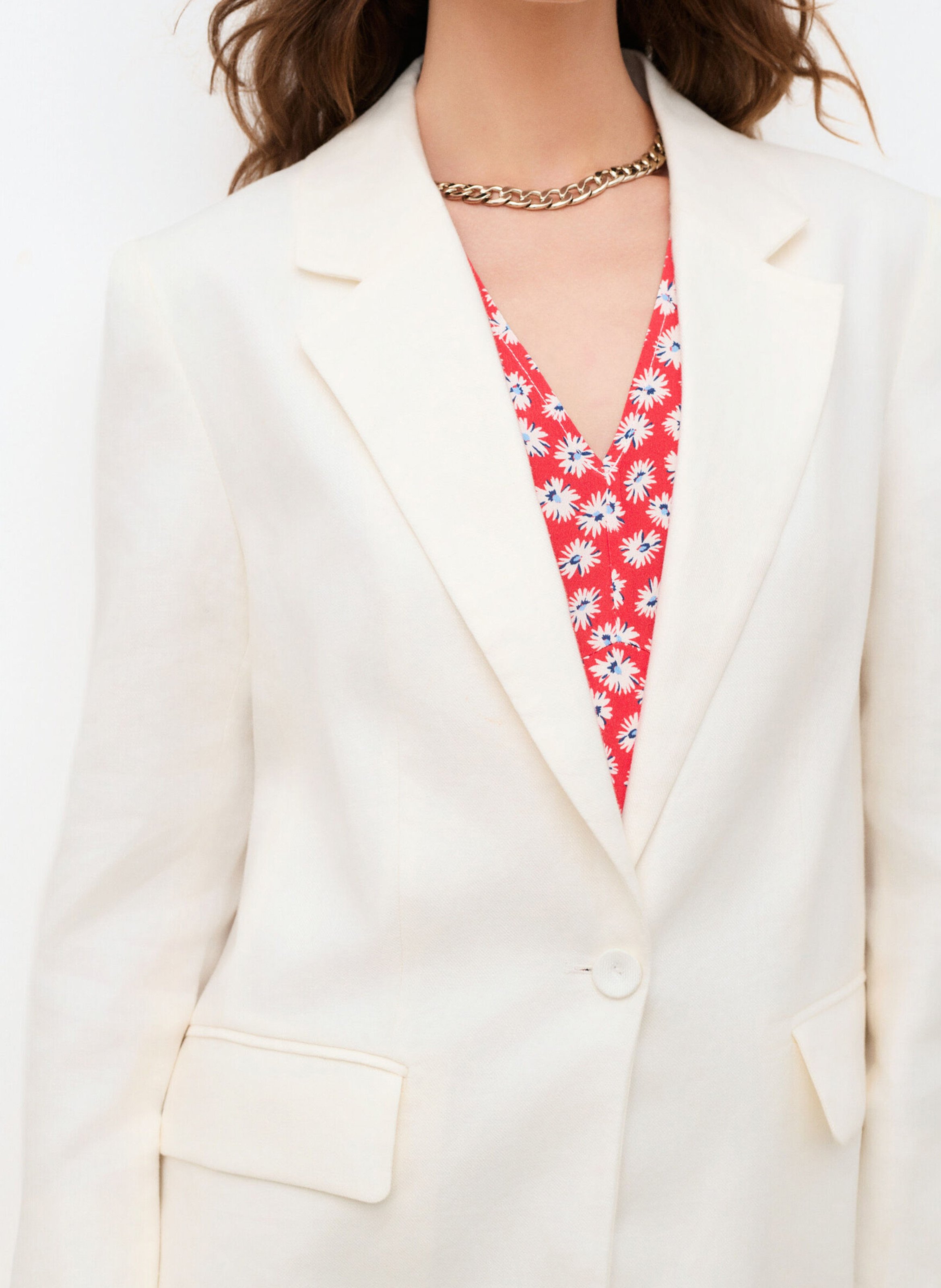 Veste de blazer ajustée en lin mélangé CAROLL Blanc