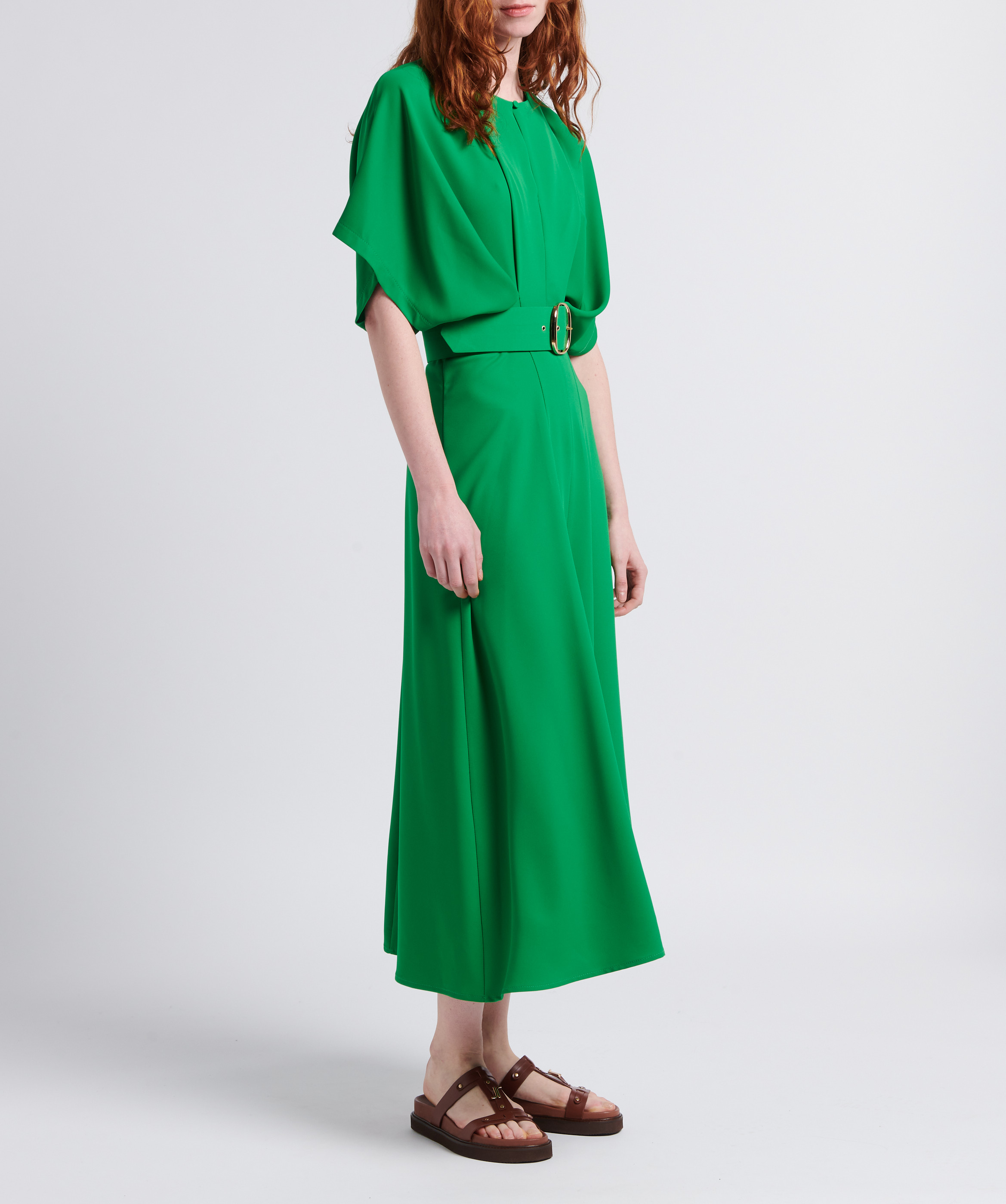 Smooth leather flat sandals JONAK Brown