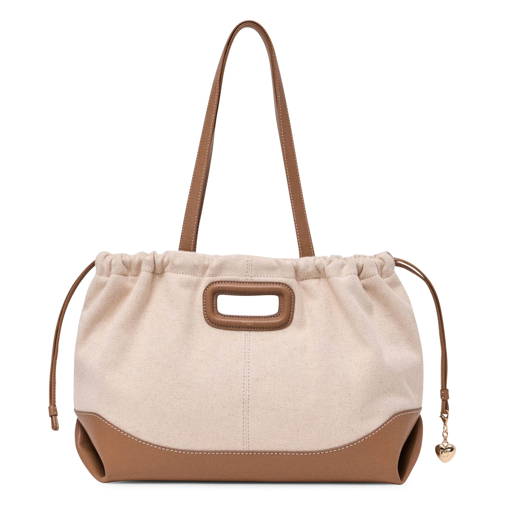 Sac porté épaule en coton et en lin MAJE Beige