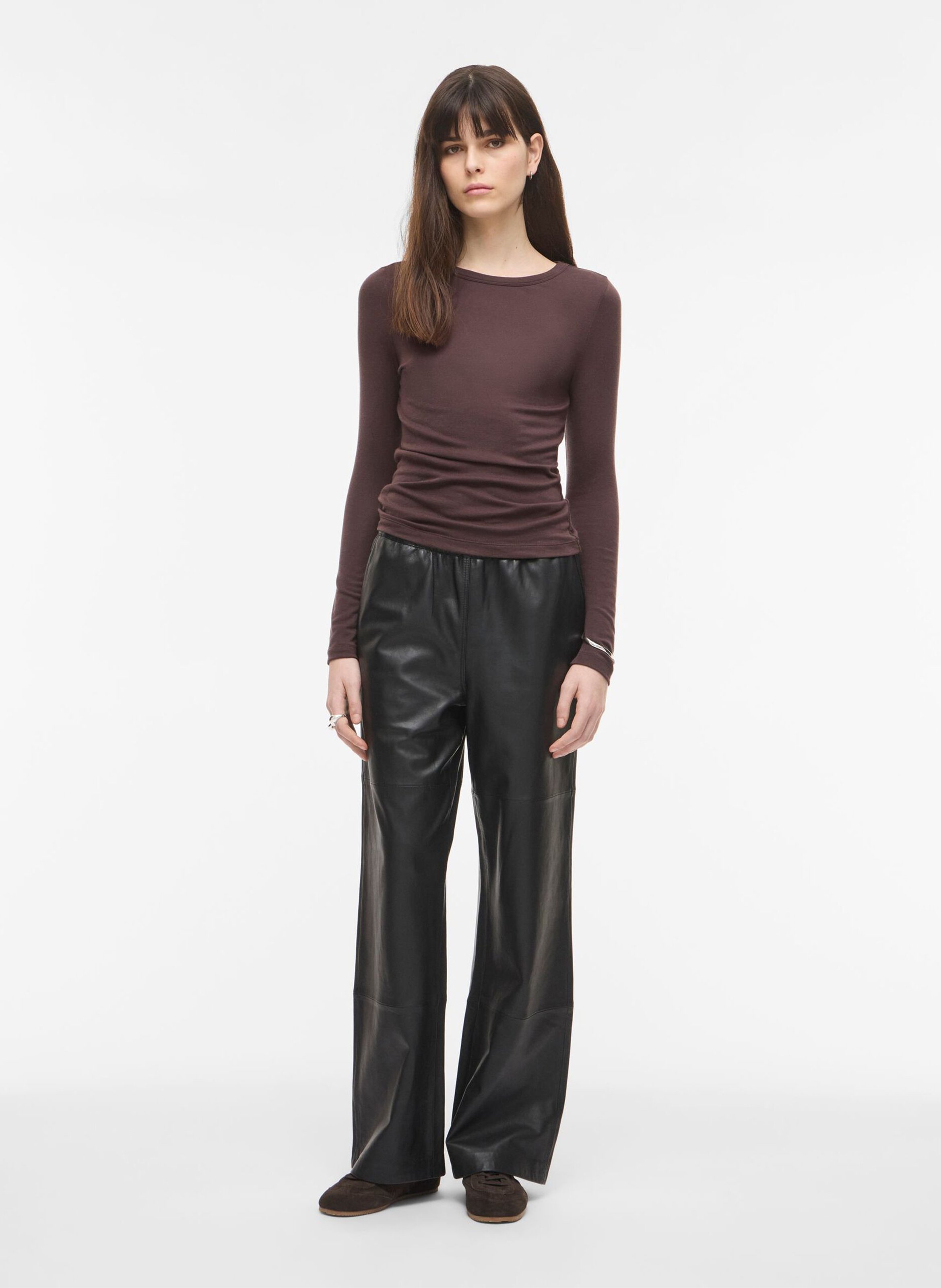 Fitted round neck t-shirt ROUGE EDIT Brown