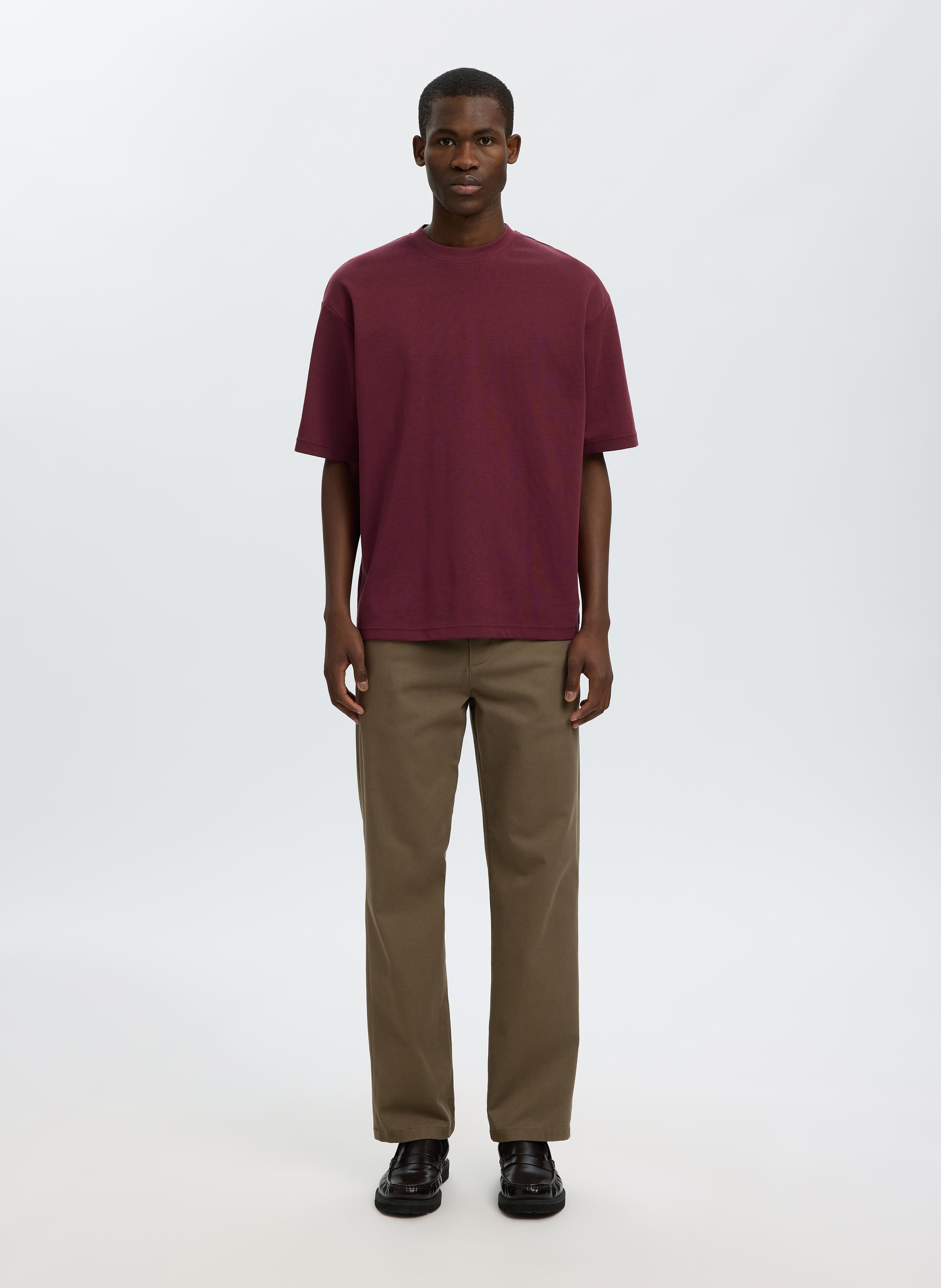 Oversized organic cotton blend t-shirt SELECTED Plums