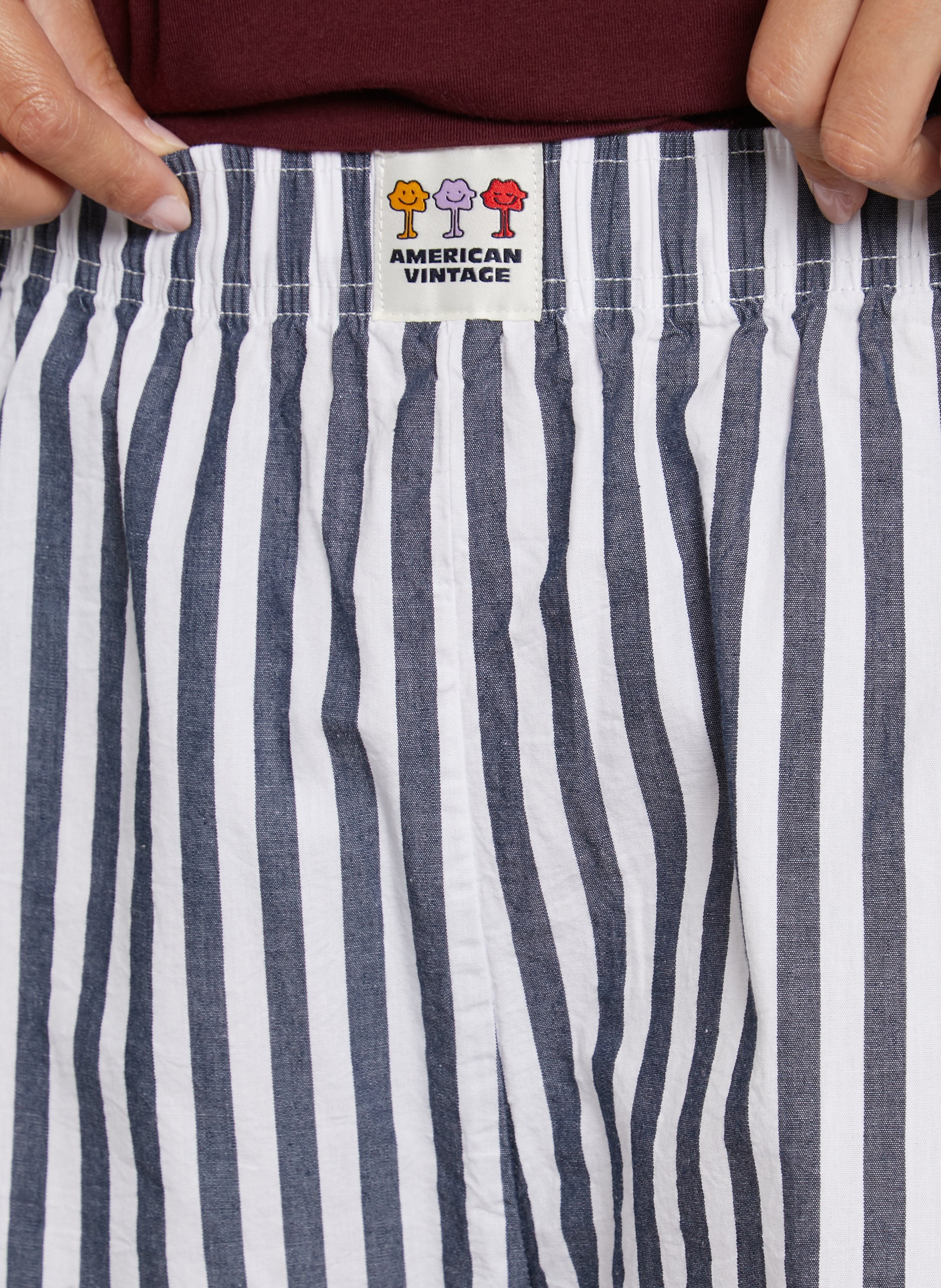 Short large rayé en coton AMERICAN VINTAGE Blanc