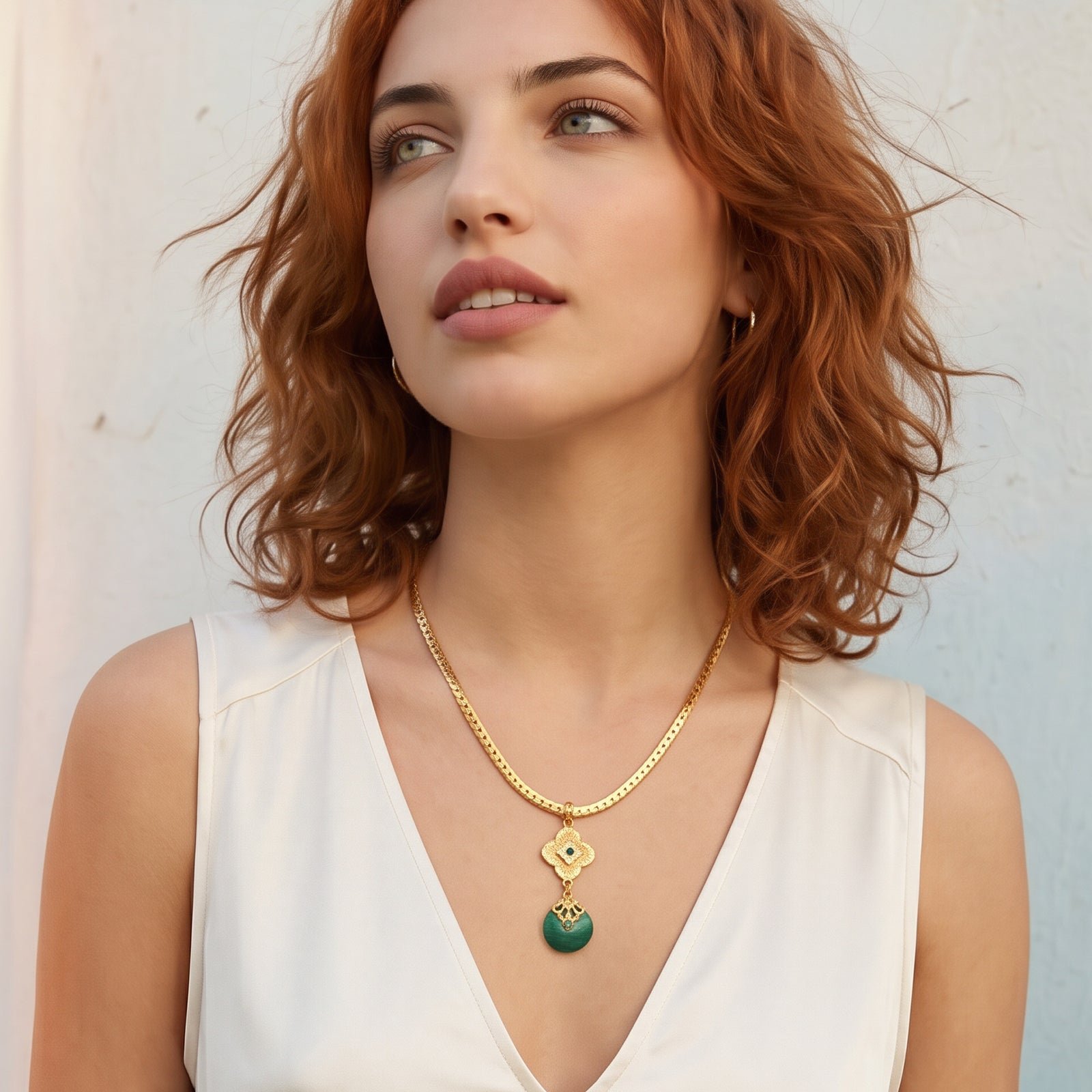 Adjustable pendant necklace SATELLITE PARIS Green