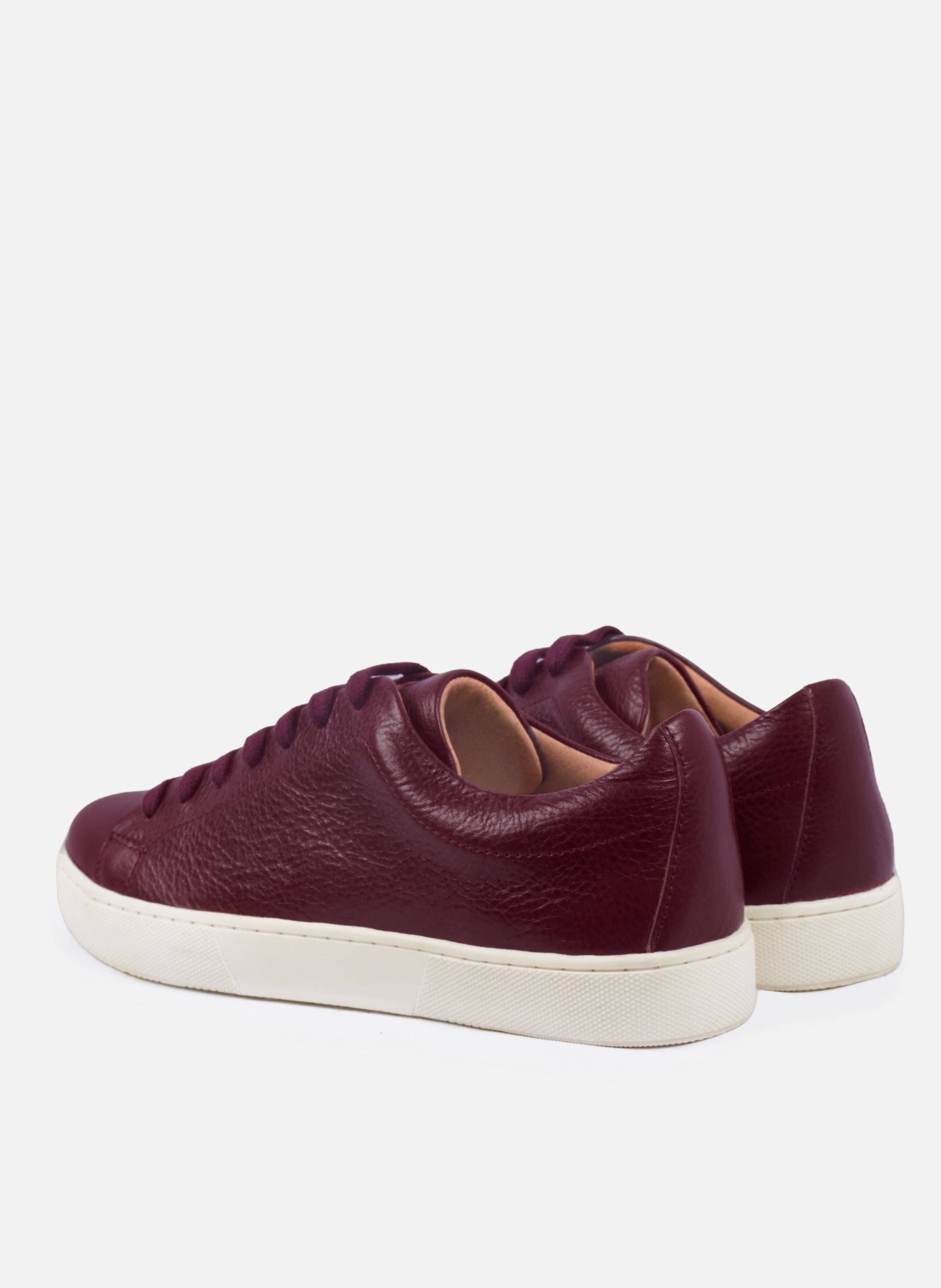 Laced grained leather sneakers JULES & JENN Red