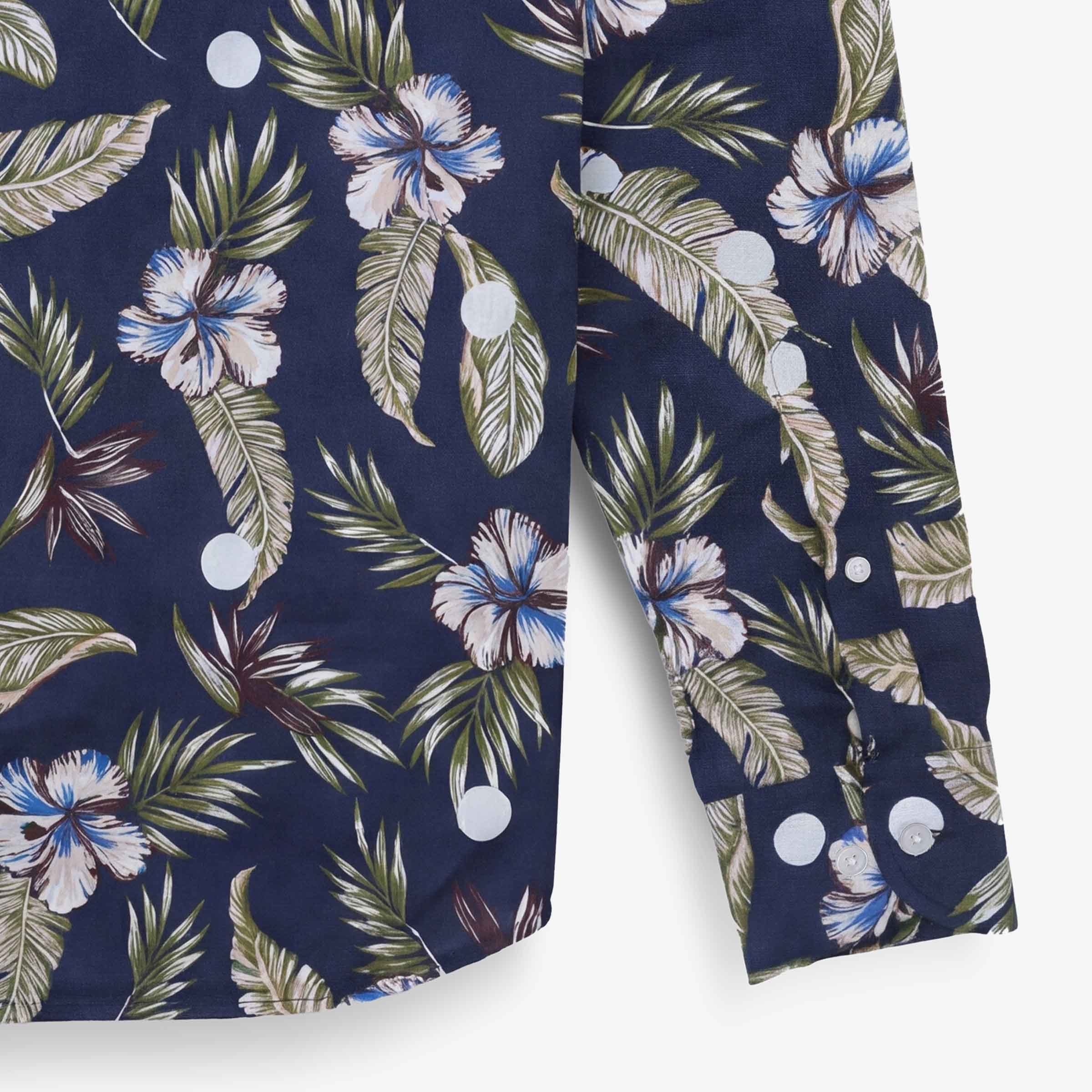 Chemise manches longues brodée en coton SERGE BLANCO Bleu