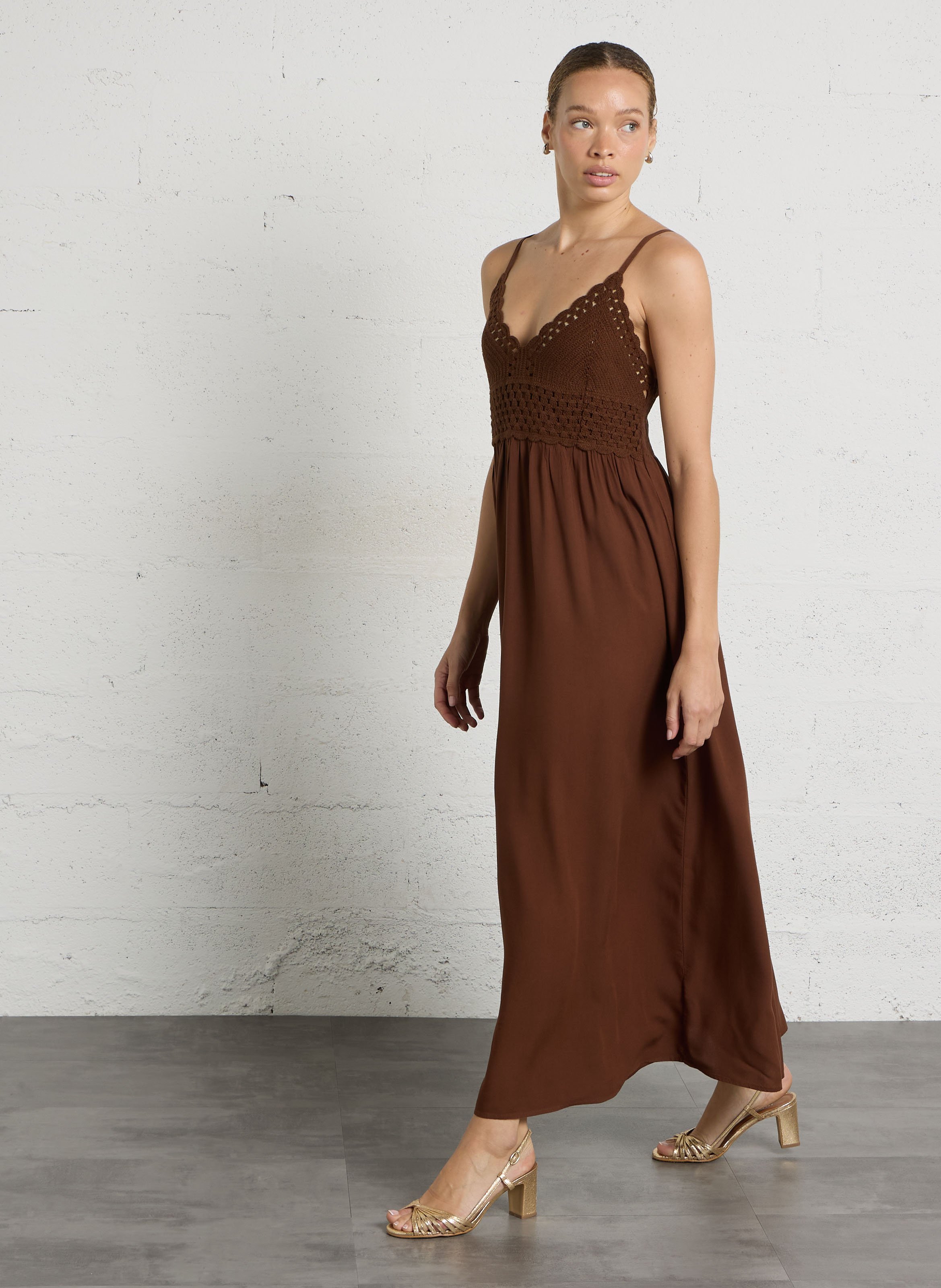 V-neck cotton midi dress MAISON 123 Beige