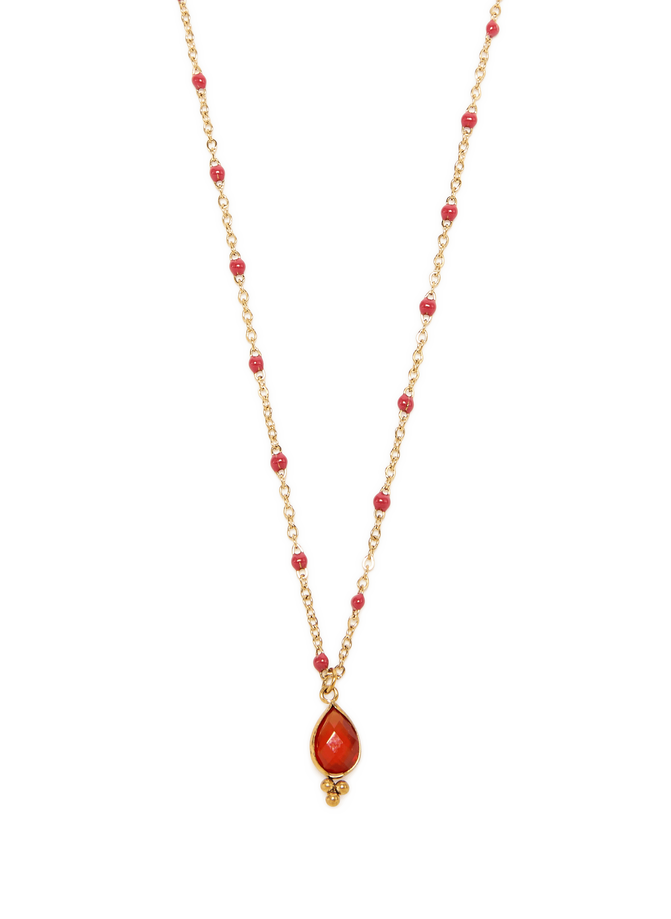 Collier en acier avec pierres de gemmess AU PRINTEMPS PARIS Rouge