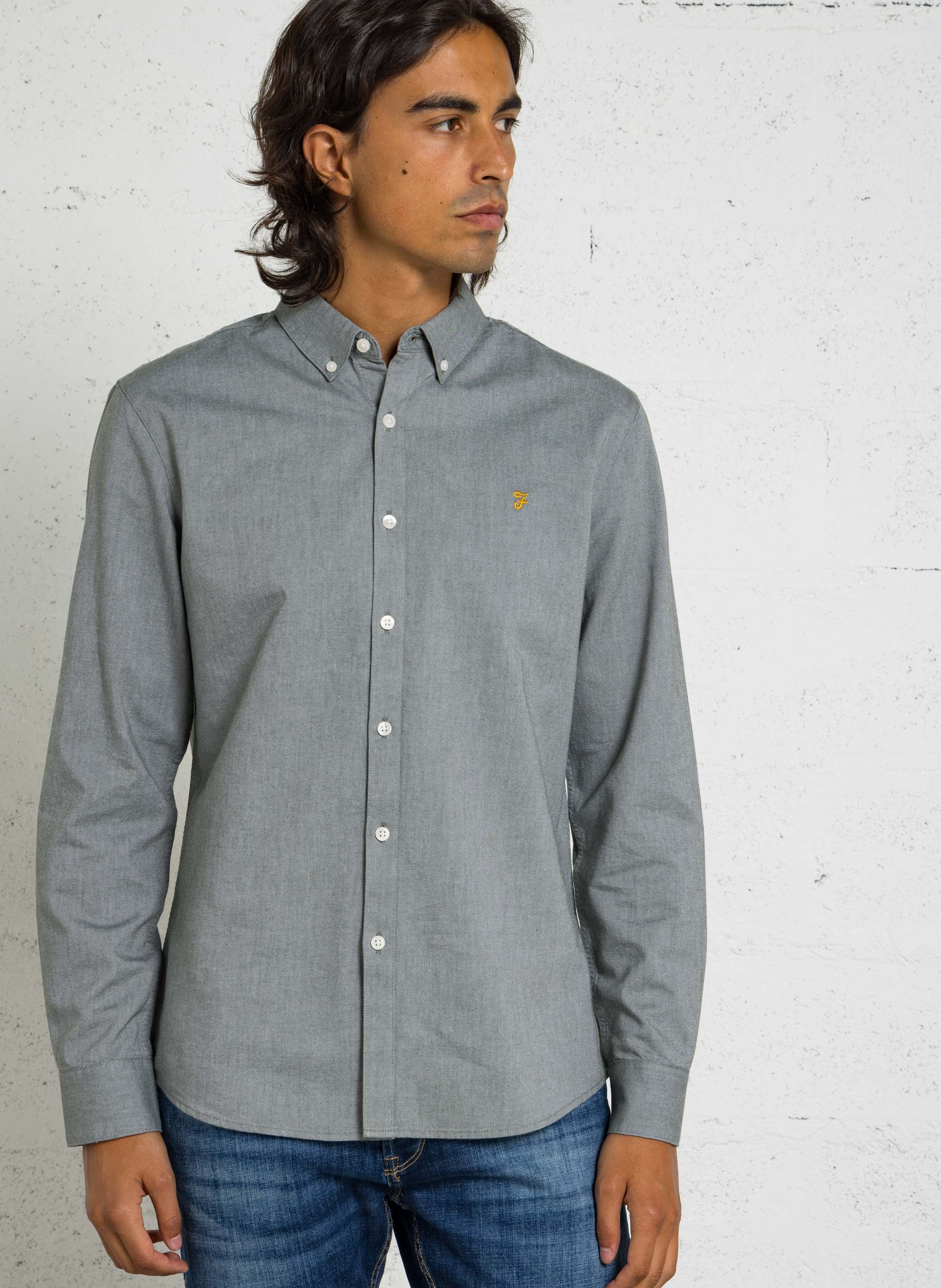 Chemise slim-fit en coton biologique FARAH Gris