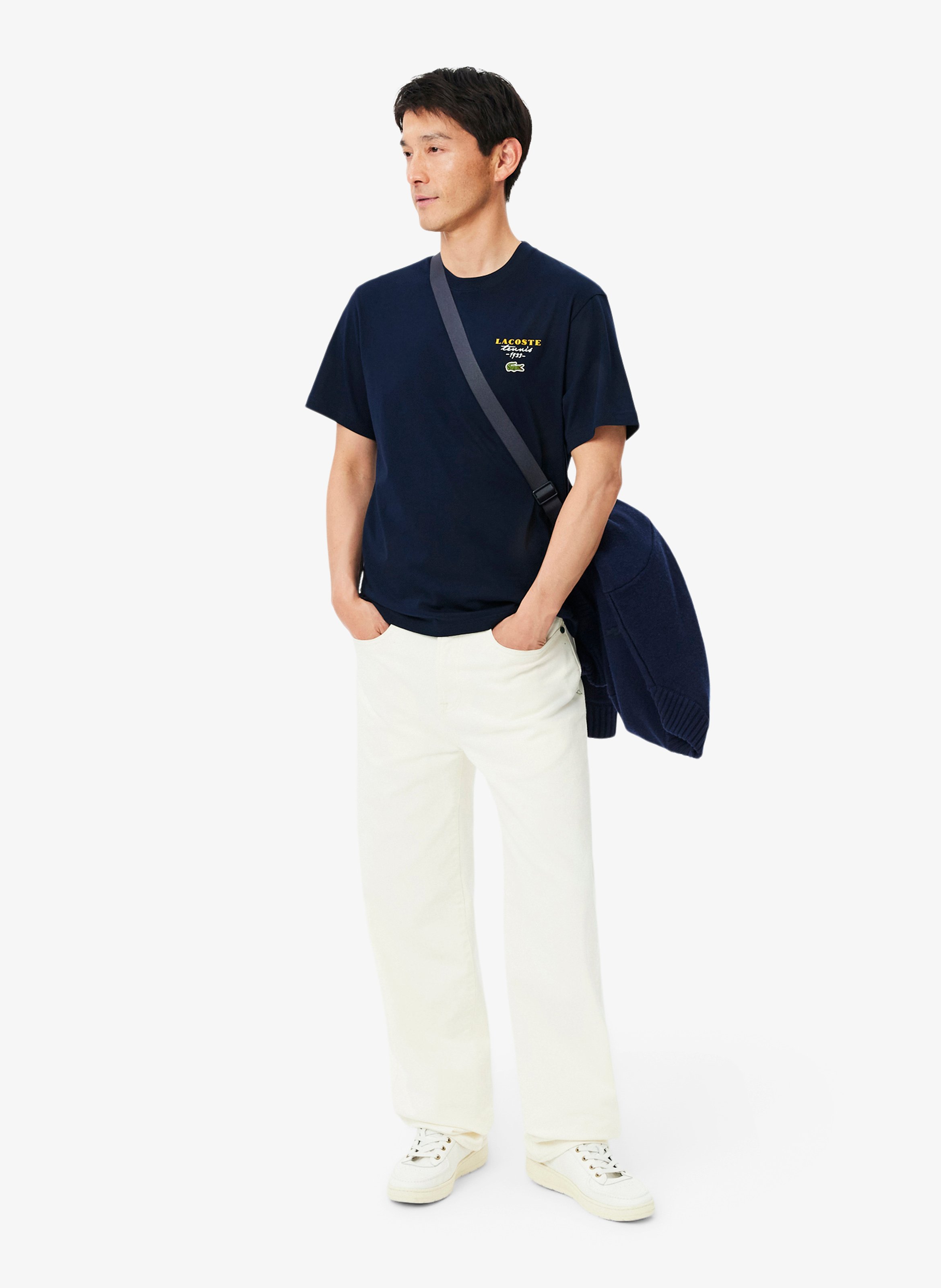Bedrucktes Baumwoll-T-Shirt LACOSTE Blau