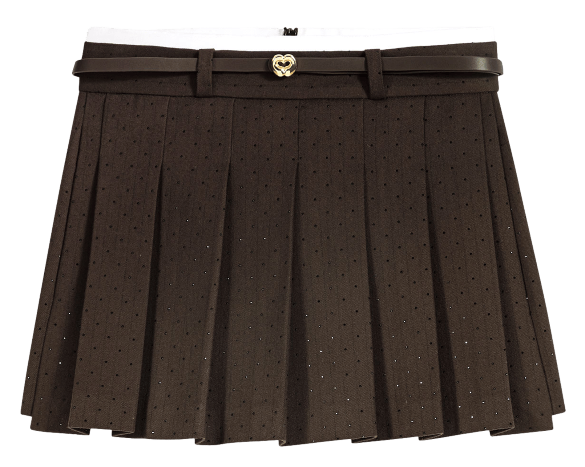Jupe-short plissée à ceinture MAJE Marron