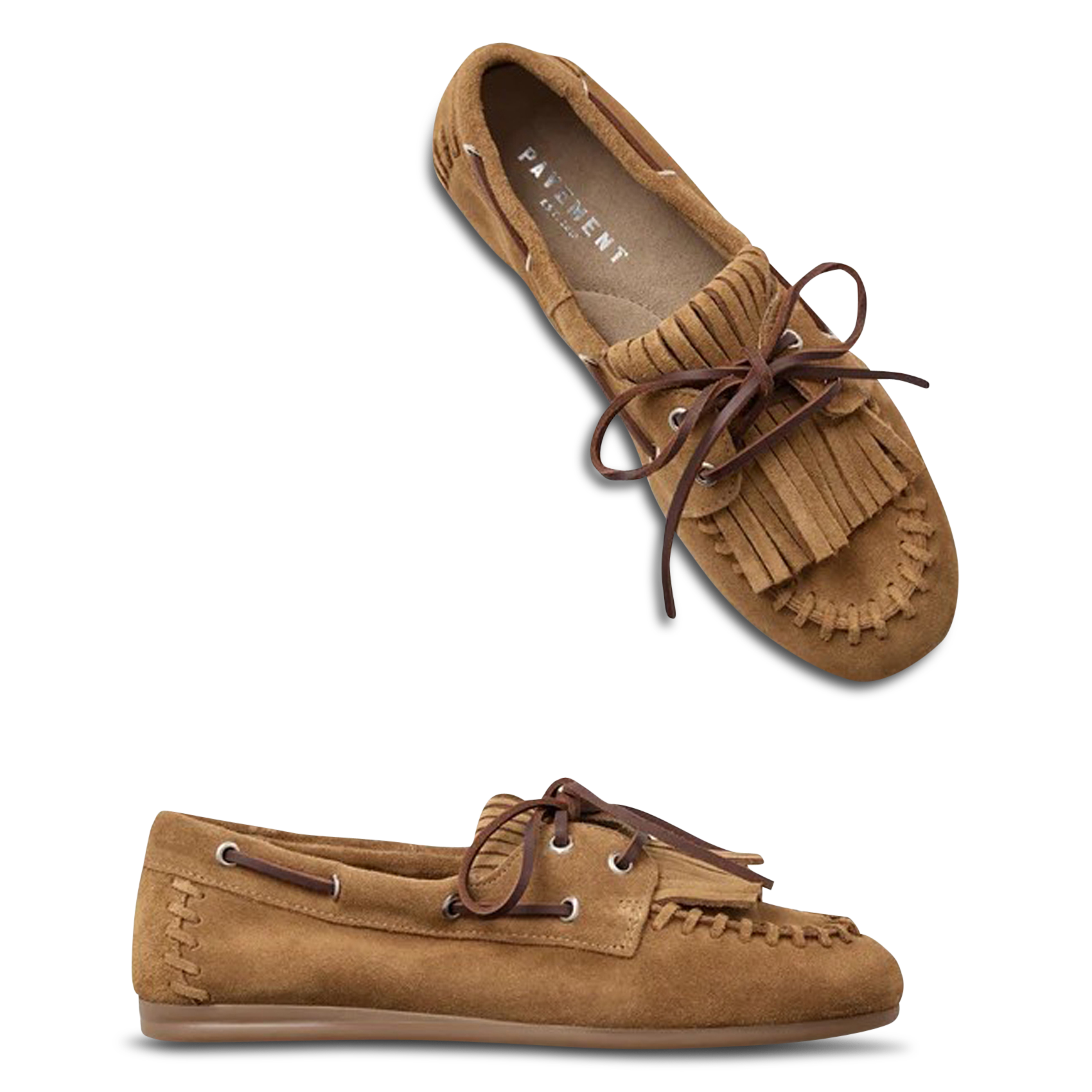 Mocassins à lacets et franges en cuir suédé PAVEMENT Marron