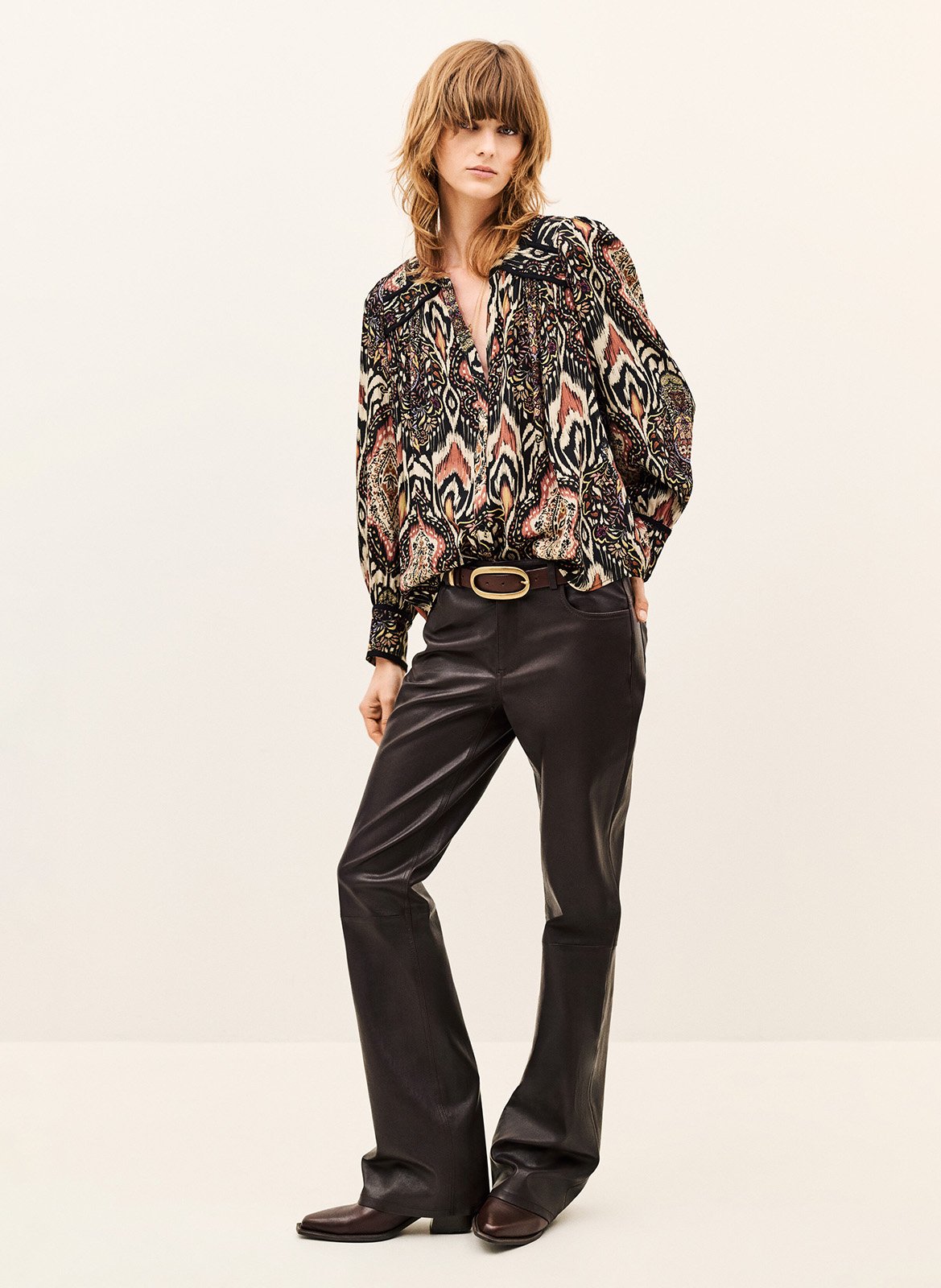 Blouse col tunisien imprimée BA&SH Noir