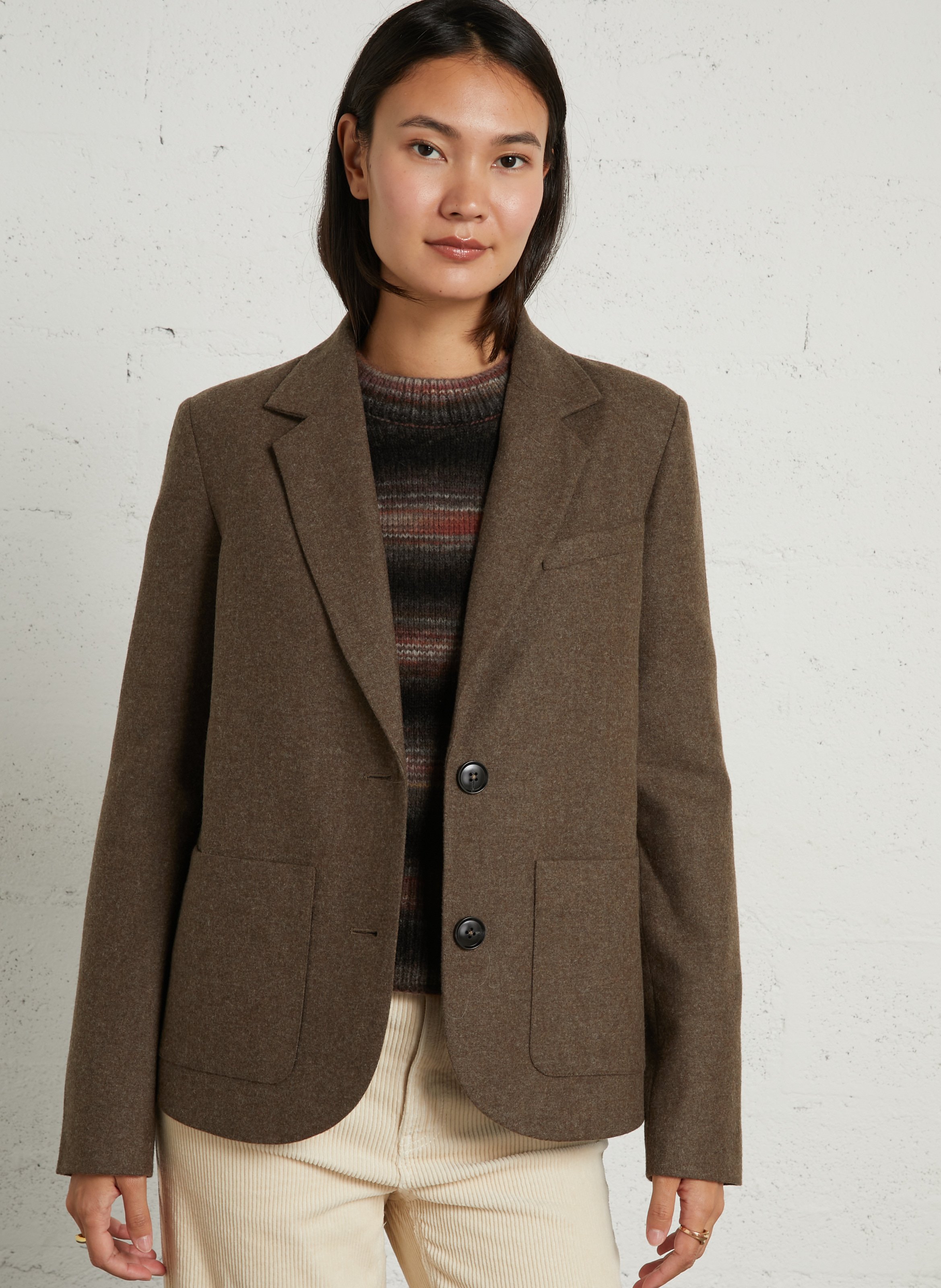 Gerade geschnittener Wollmix-Blazer LEON & HARPER Braun