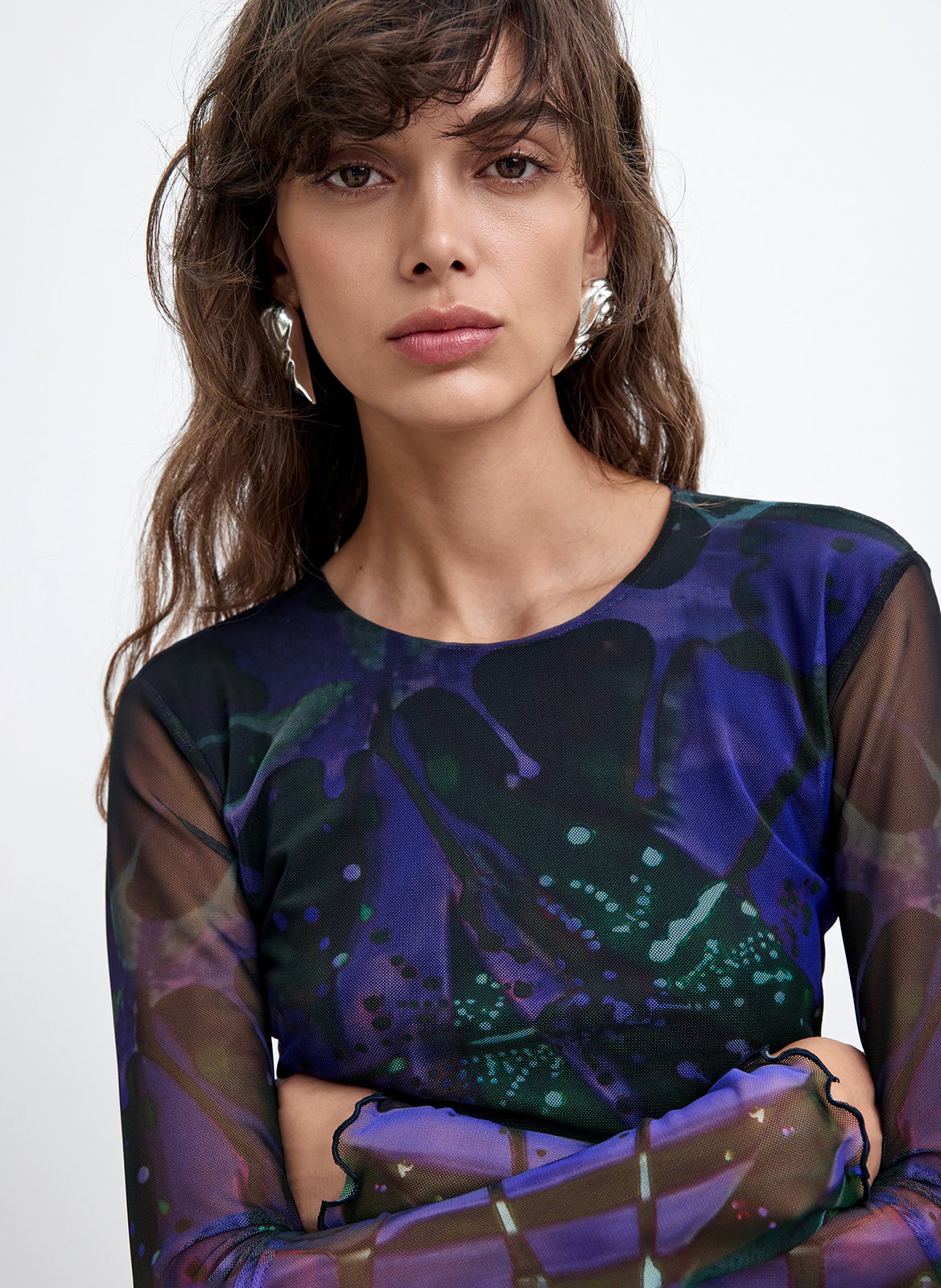 Round neck mesh t-shirt DESIGUAL Blue
