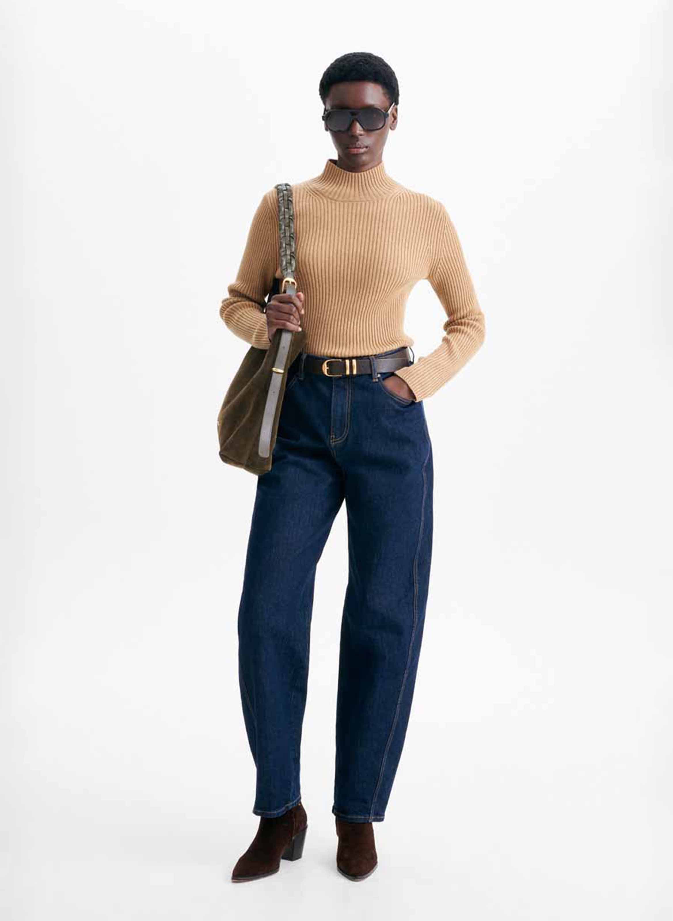 Pull col montant en maille côtelée | Marron VANESSA BRUNO Femme