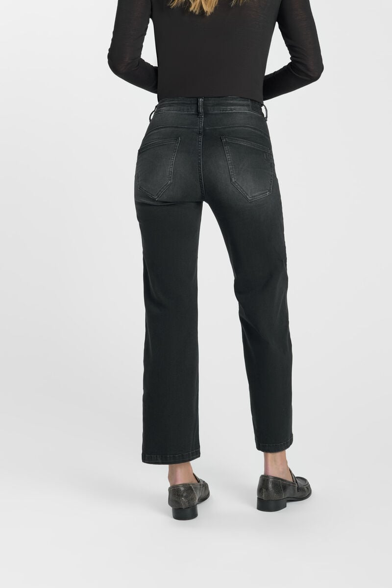 High-waisted loose-fit zip jeans LE TEMPS DES CERISES Black