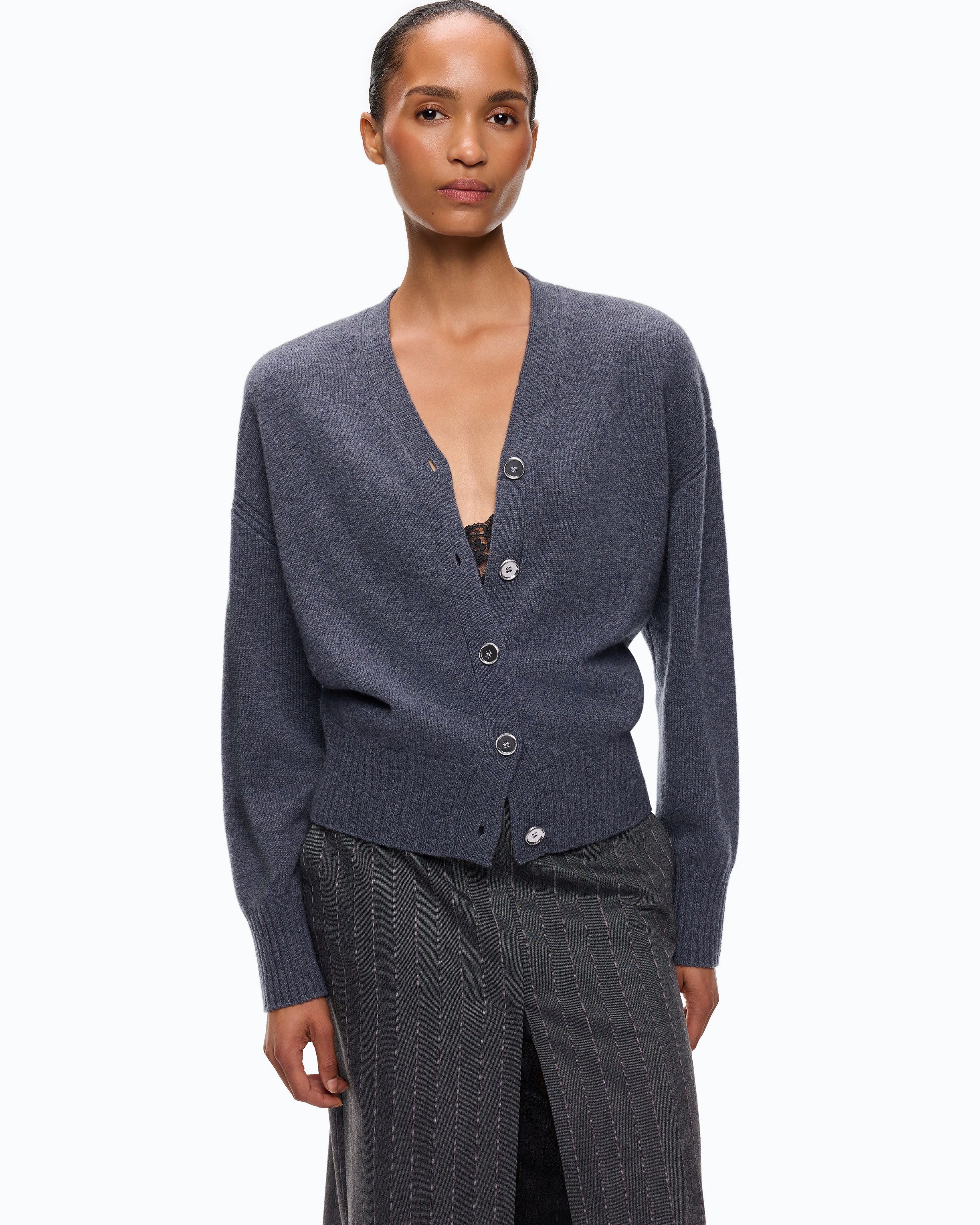 Cardigan en laine et cachemire PINKO Gris