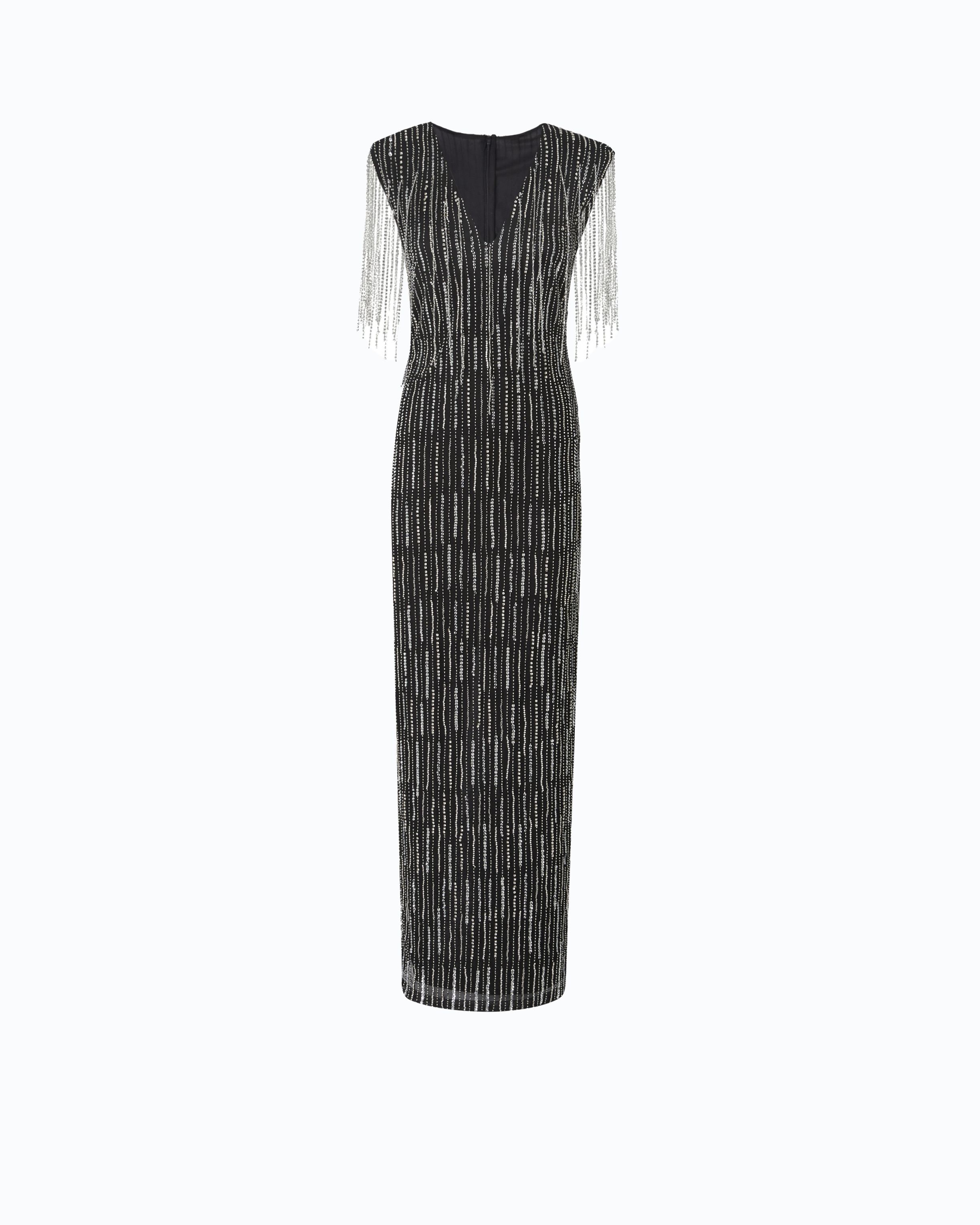 Robe longue à cristaux et paillettes PINKO Transparent