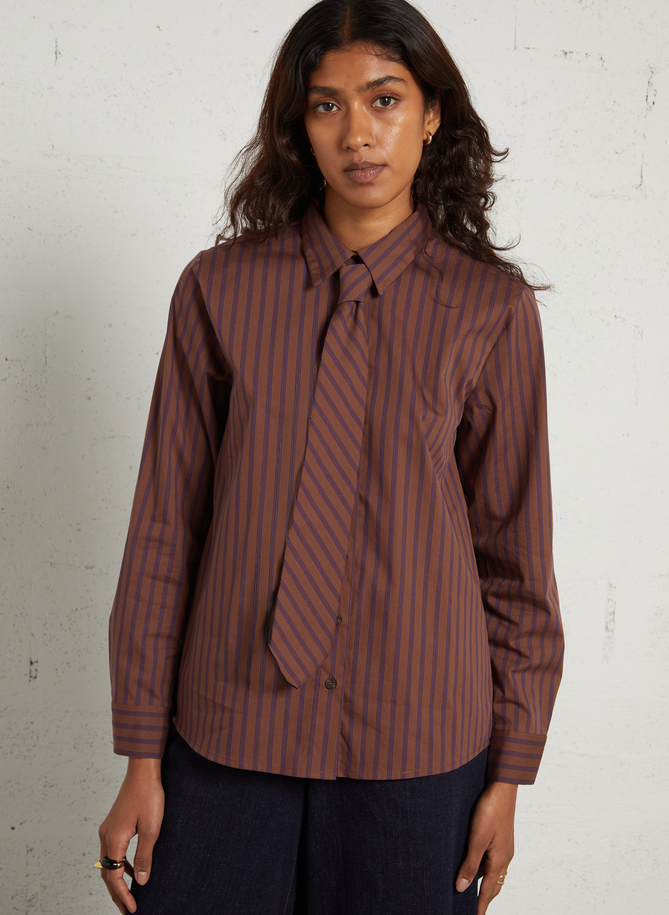 Chemise droite rayée à cravate MAISON 123 Violet