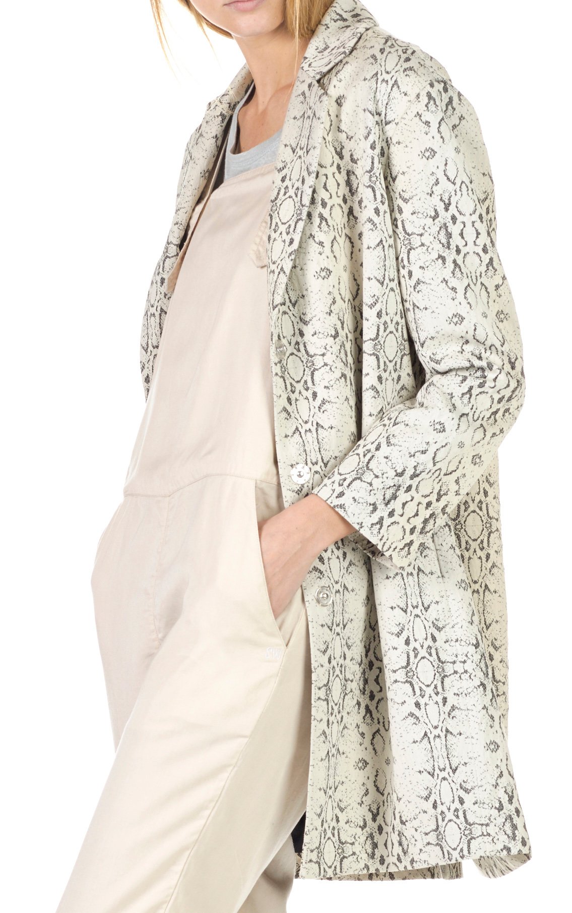 Manteau imprimé python en coton mélangé Quadrio SWILDENS Noir