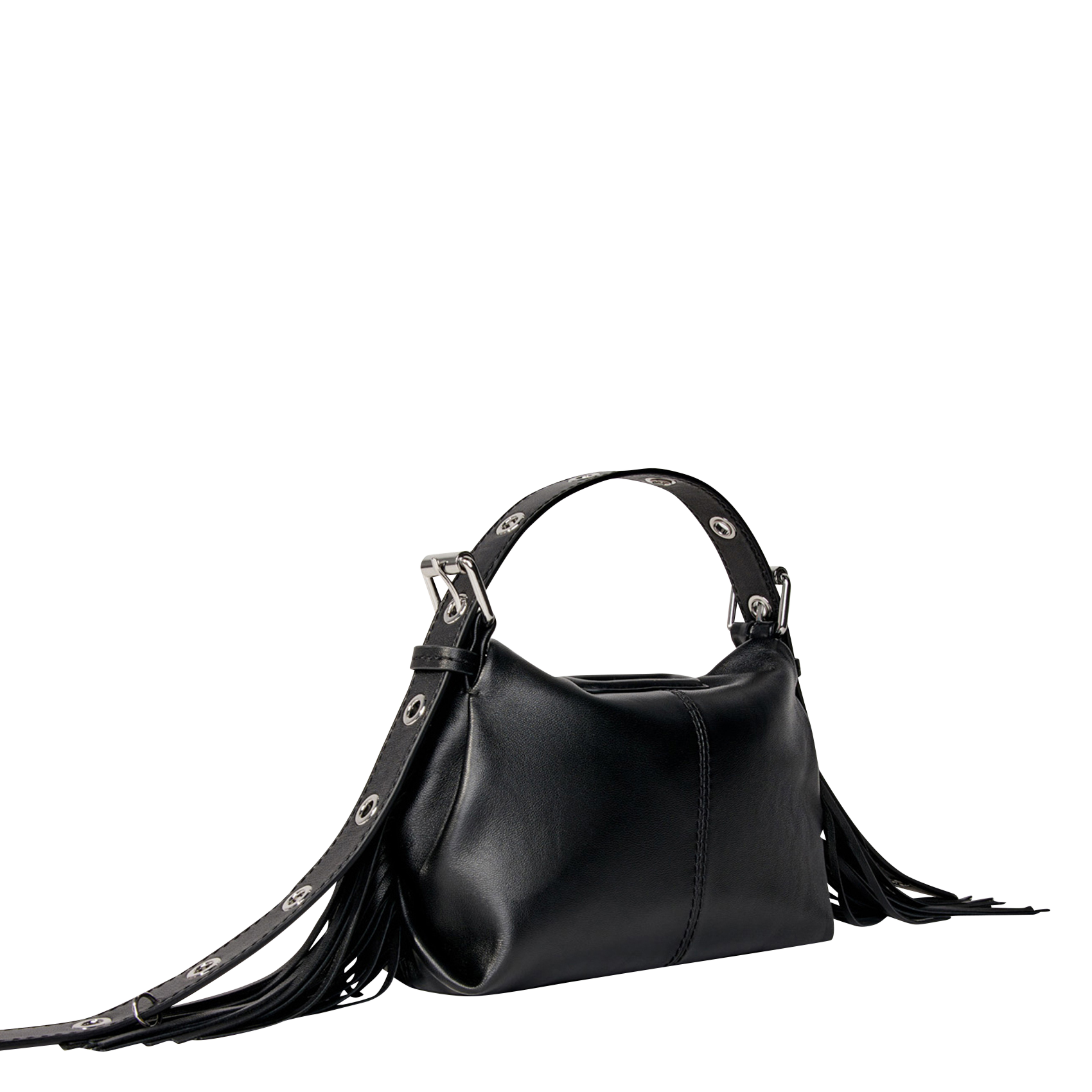 Sac bandoulière en cuir lisse MAJE Noir