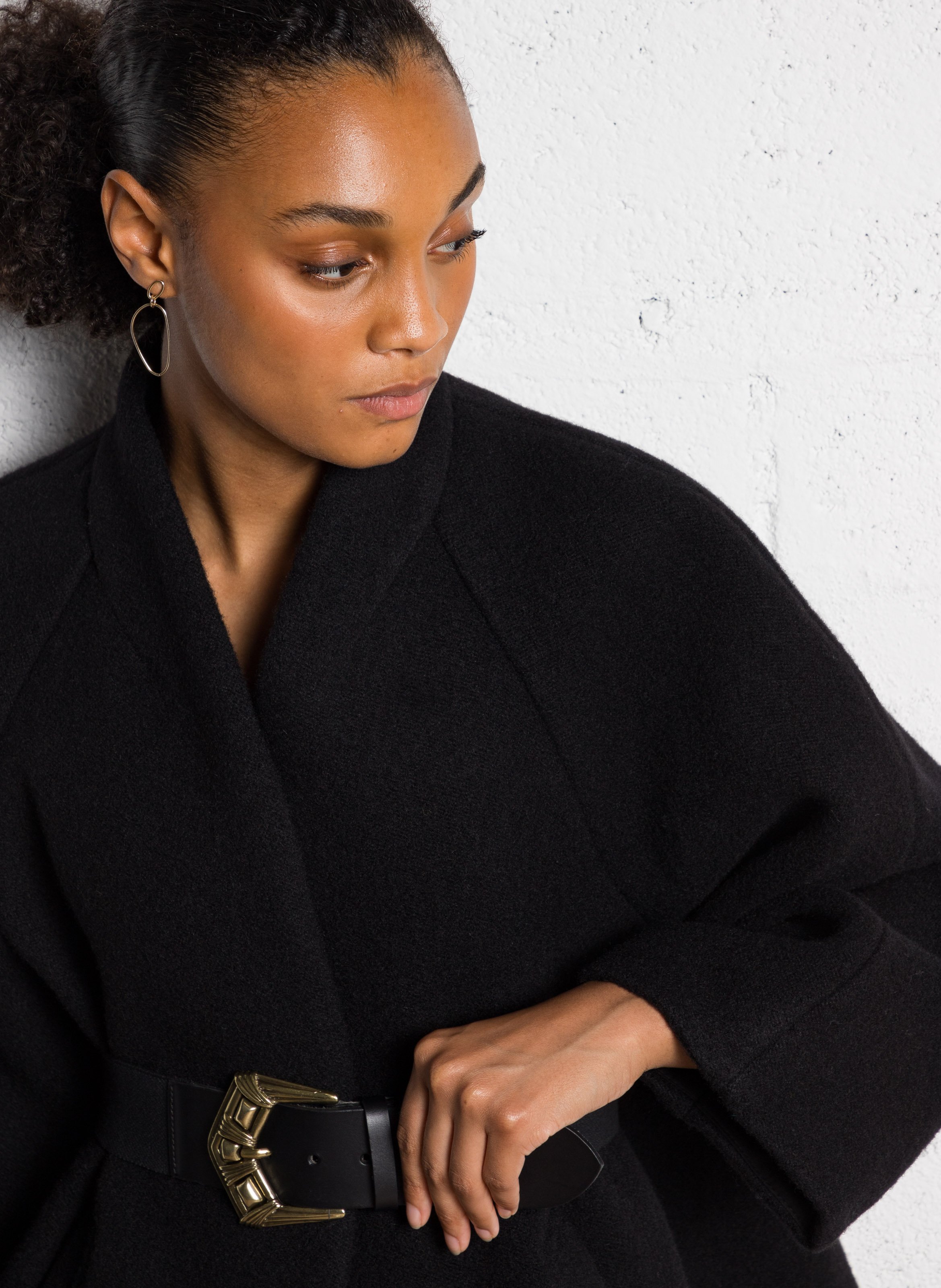 Cape droite col châle en laine BA&SH Noir