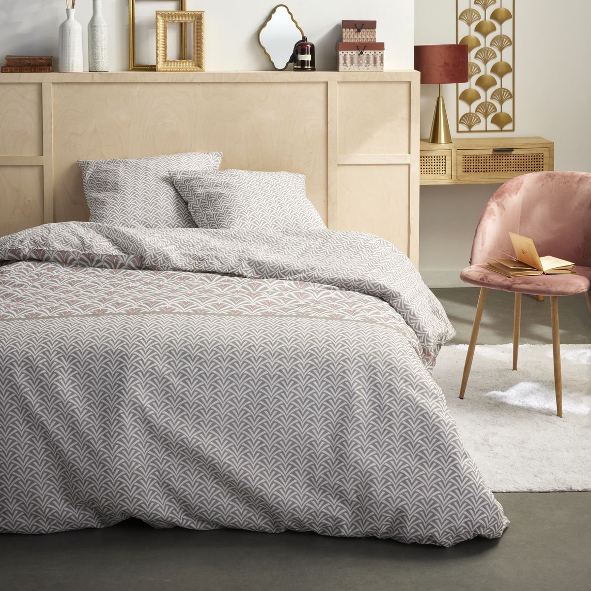 Printed cotton bed set TODAY LINGE DE MAISON Beige