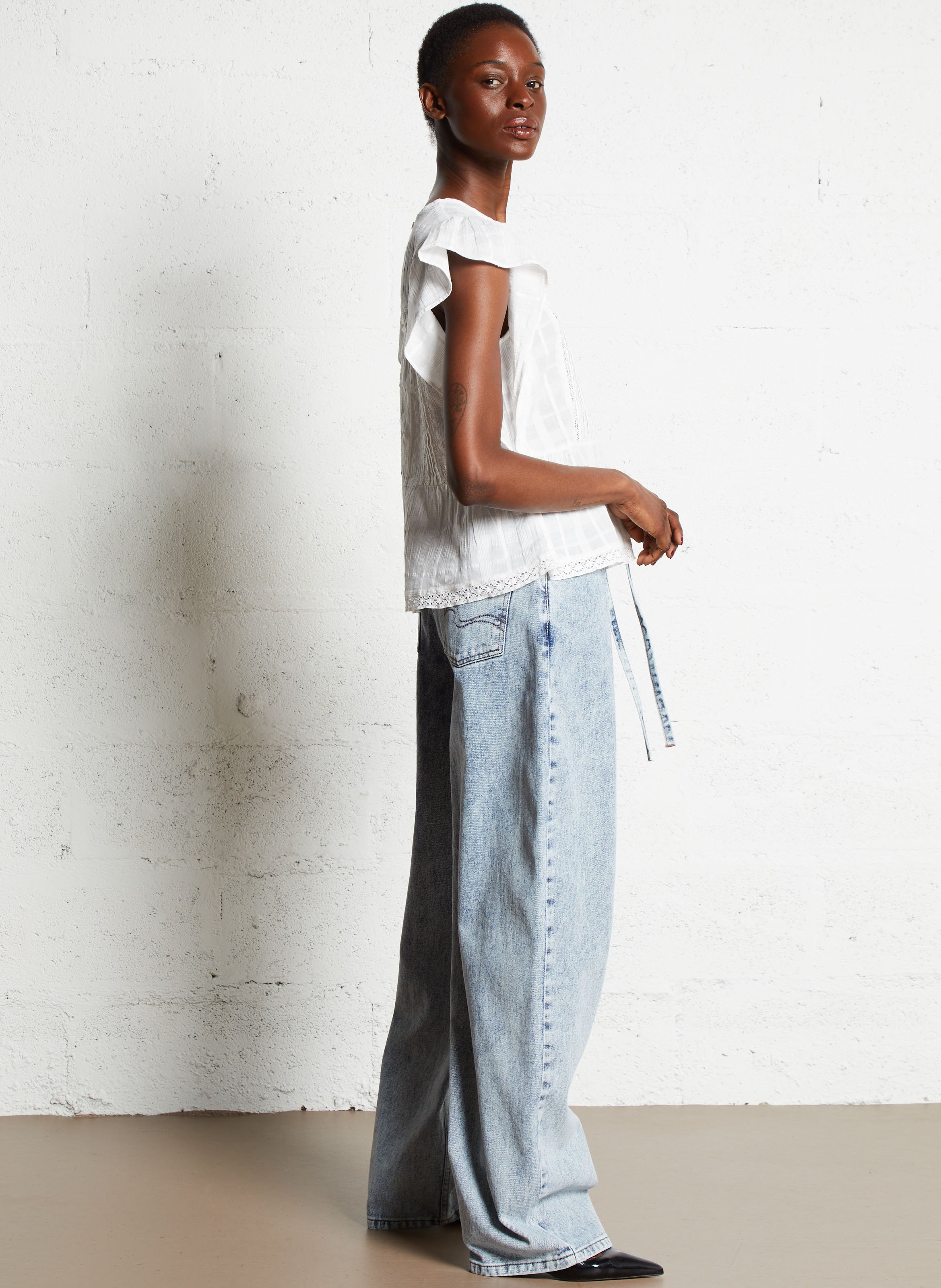 Faded boyfriend jeans with belt THE NEW SOCIETY Blue