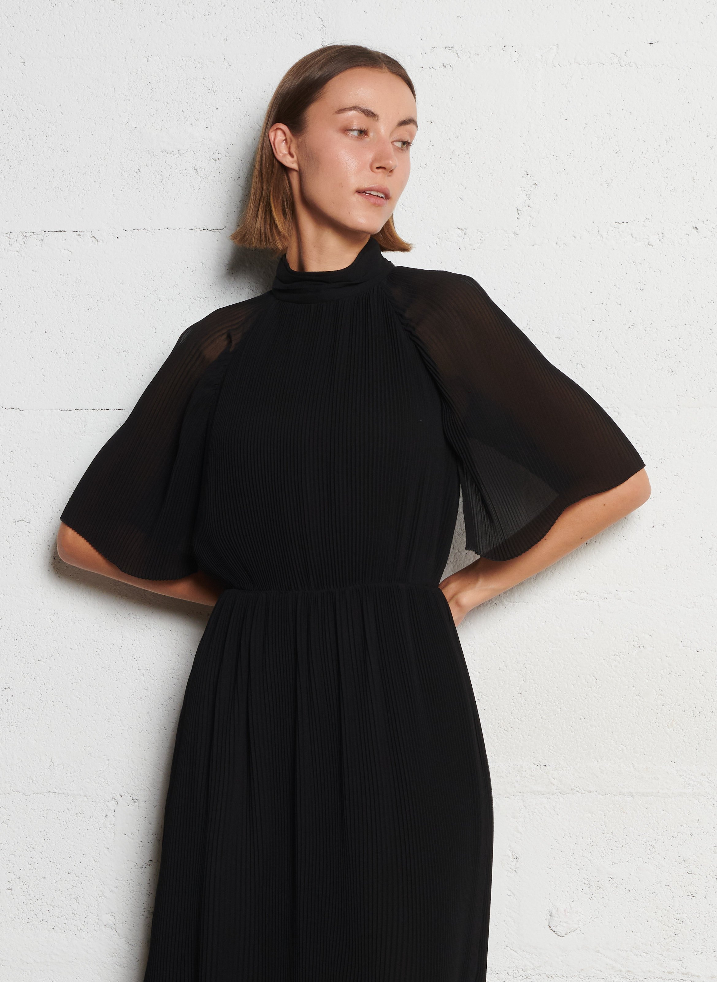 Pleated midi dress IKKS Black