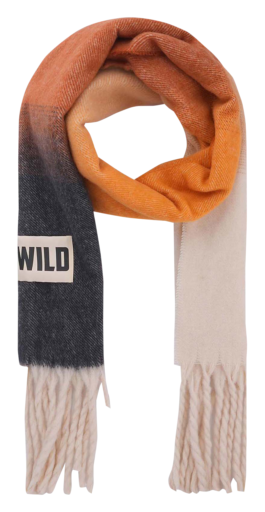 Fringed chunky scarf WILD Brown