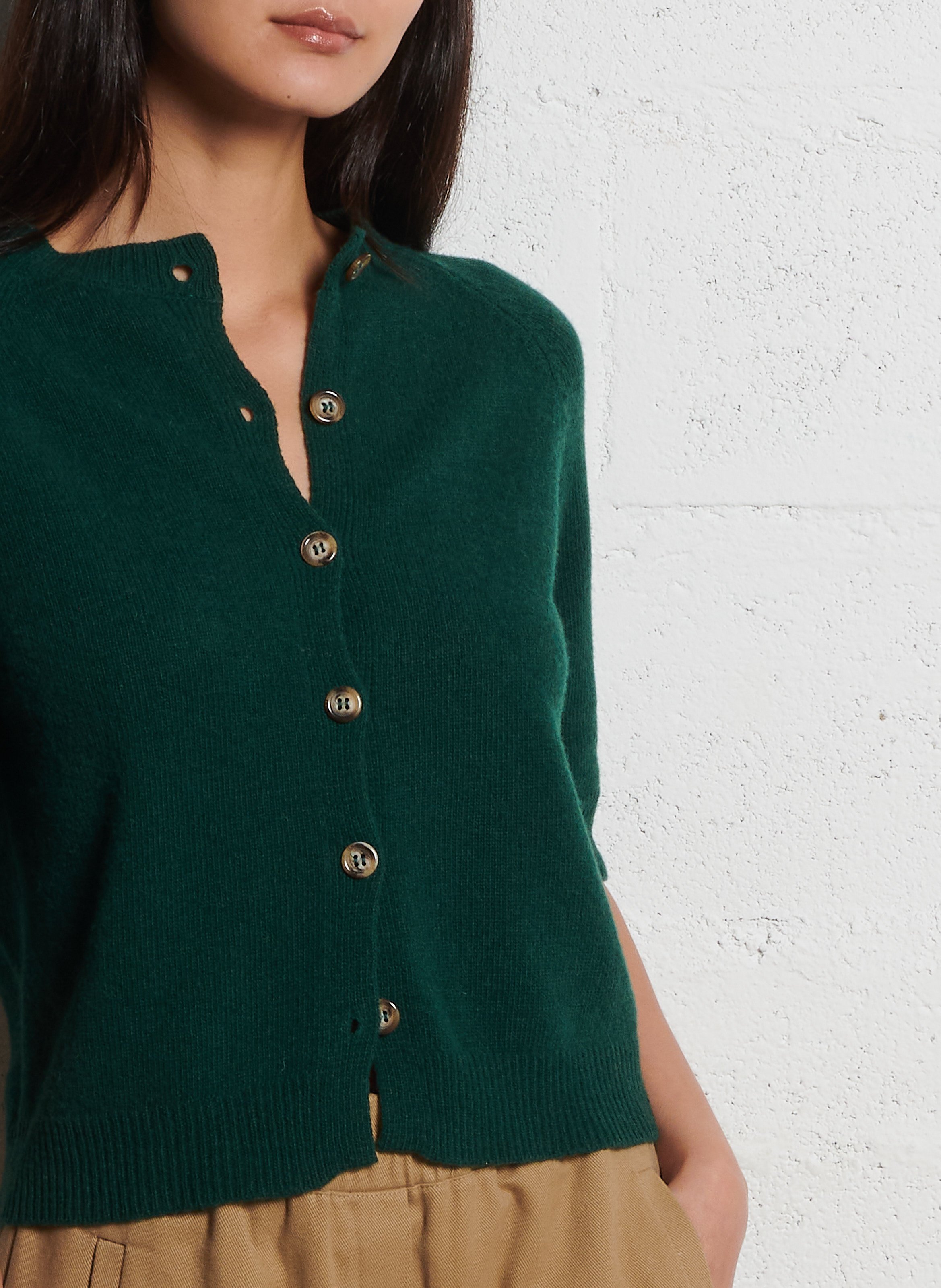 Straight-fit vest van wolmix SUZIE WINKLE Groen