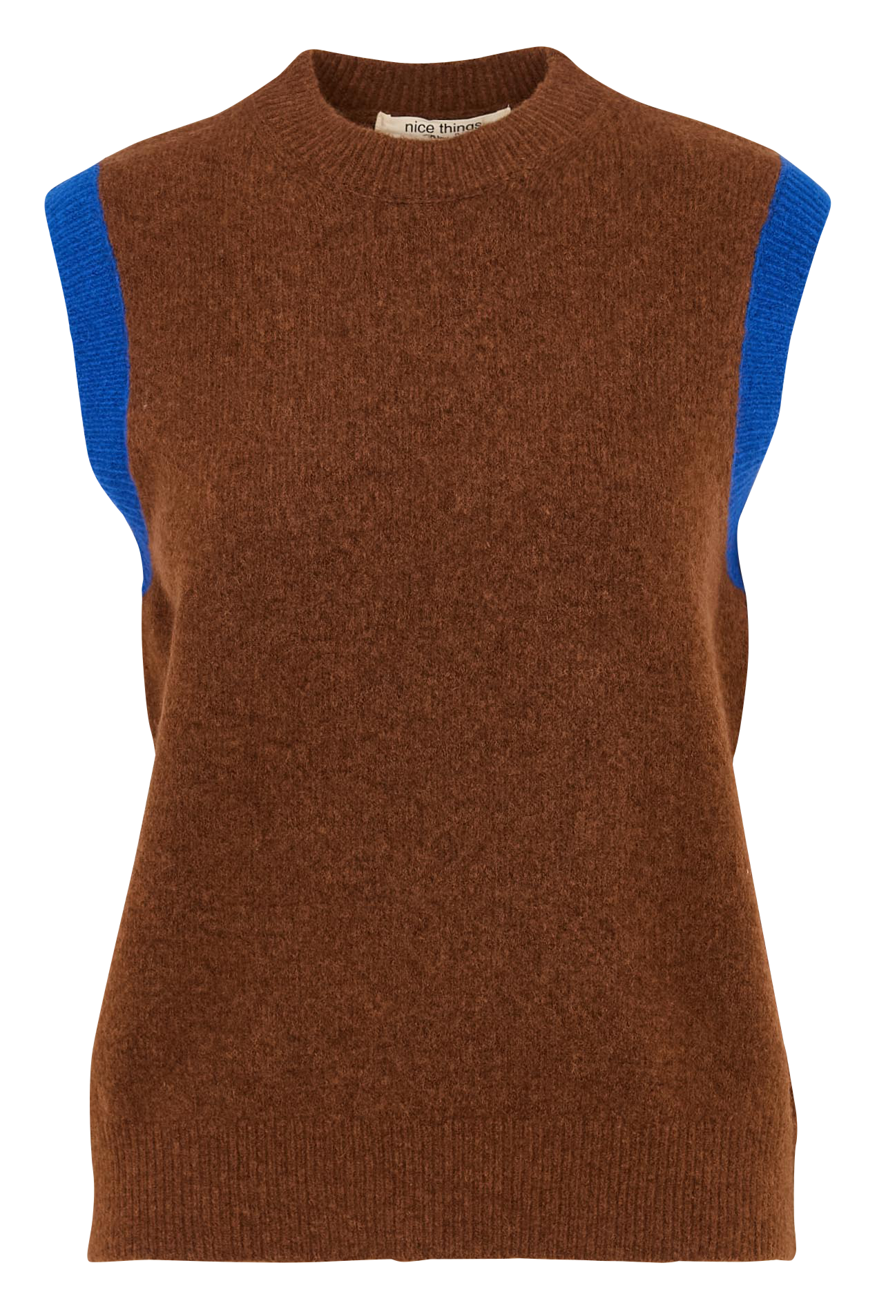 Pull sans manches col rond en laine mélangée NICE THINGS Beige