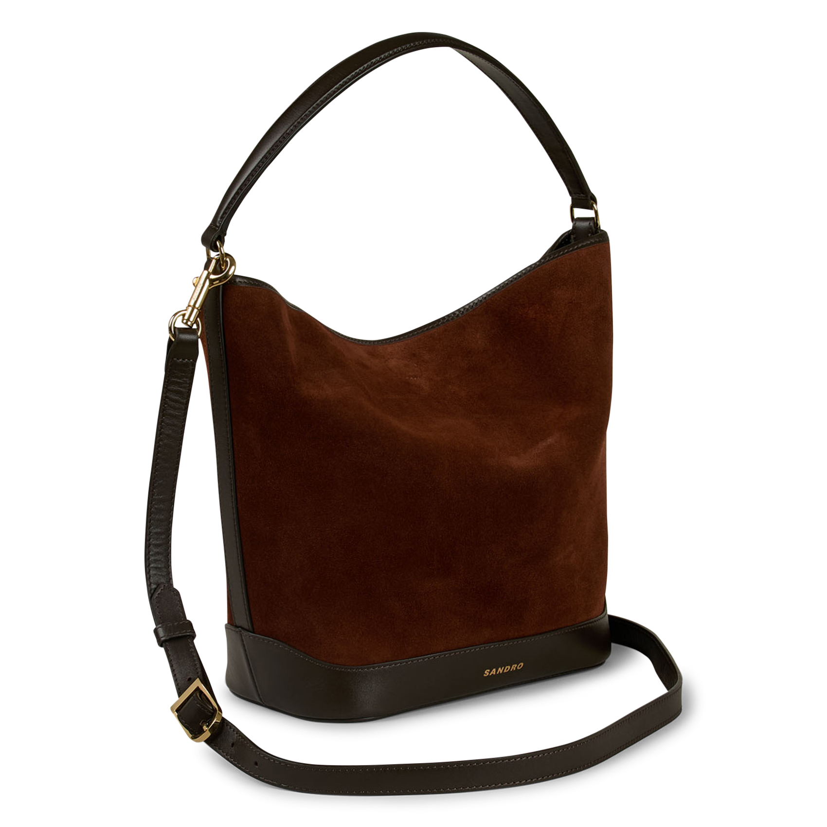 Sac bandoulière en cuir SANDRO Marron