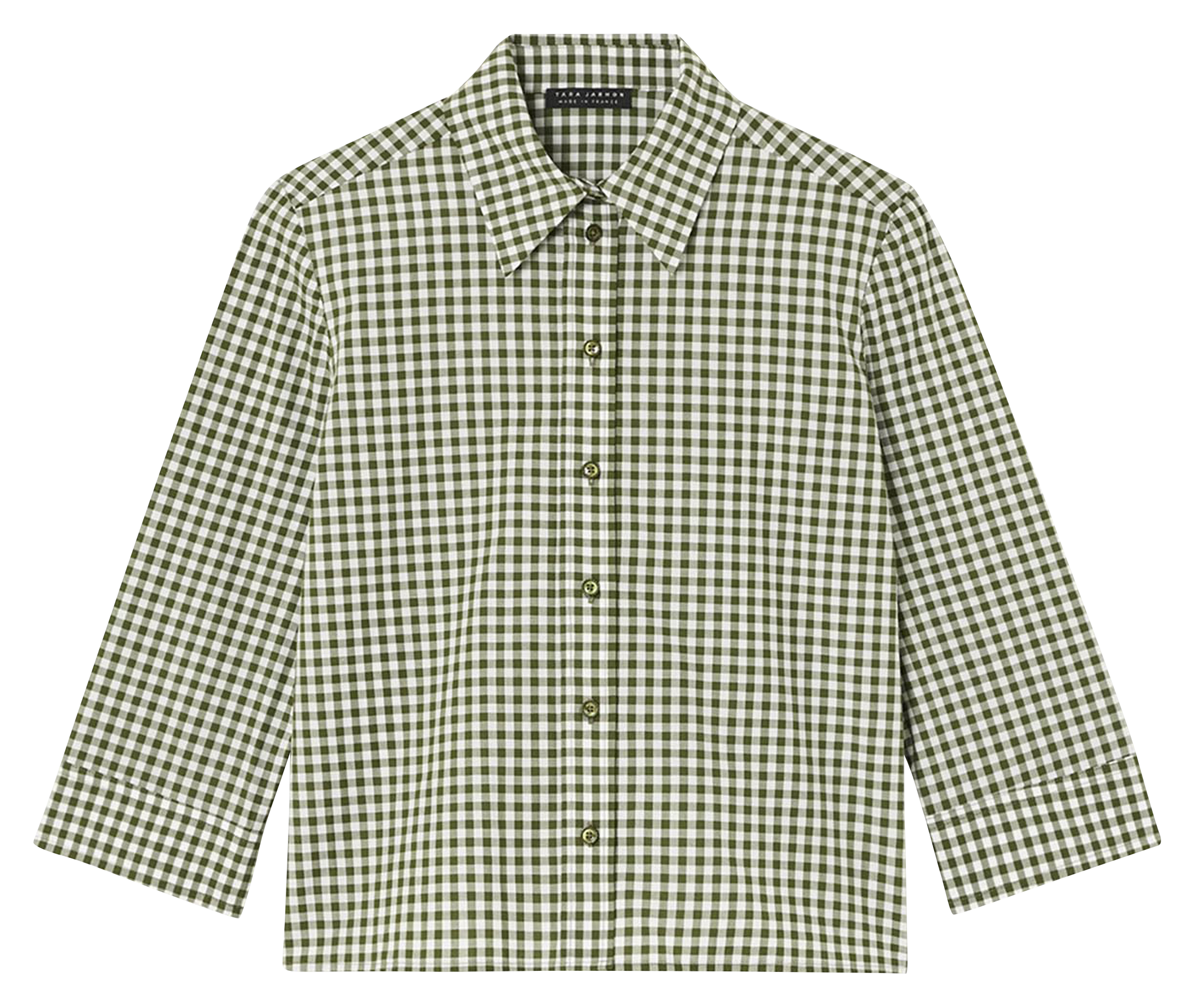 Chemise droite col classique en coton bio imprimé TARA JARMON Vert